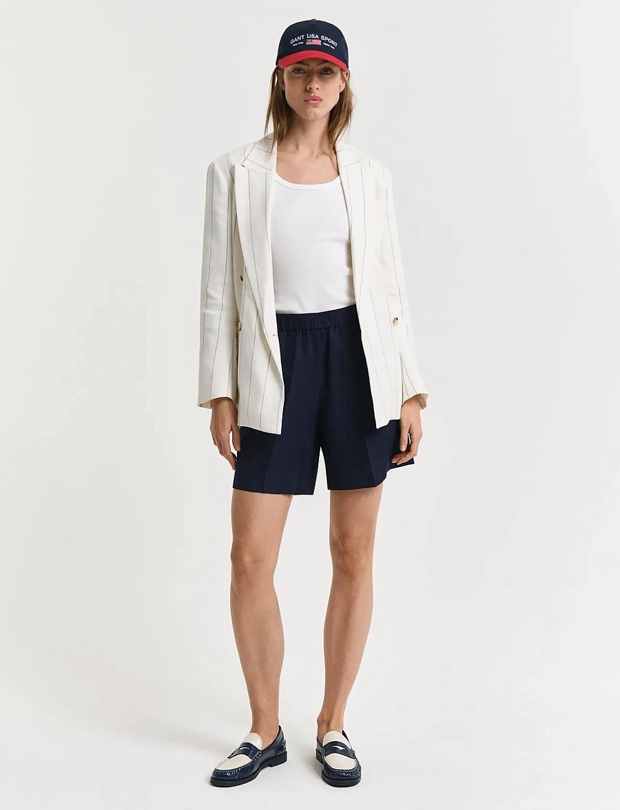 Gant - REL LINEN BLEND PULL ON SHORTS - leinen-shorts - evening blue - 0