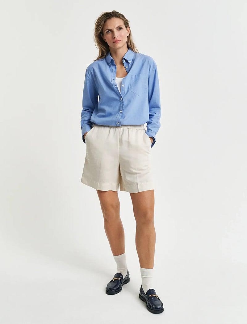 GANT - REL LINEN BLEND PULL ON SHORTS - leinen-shorts - putty - 0