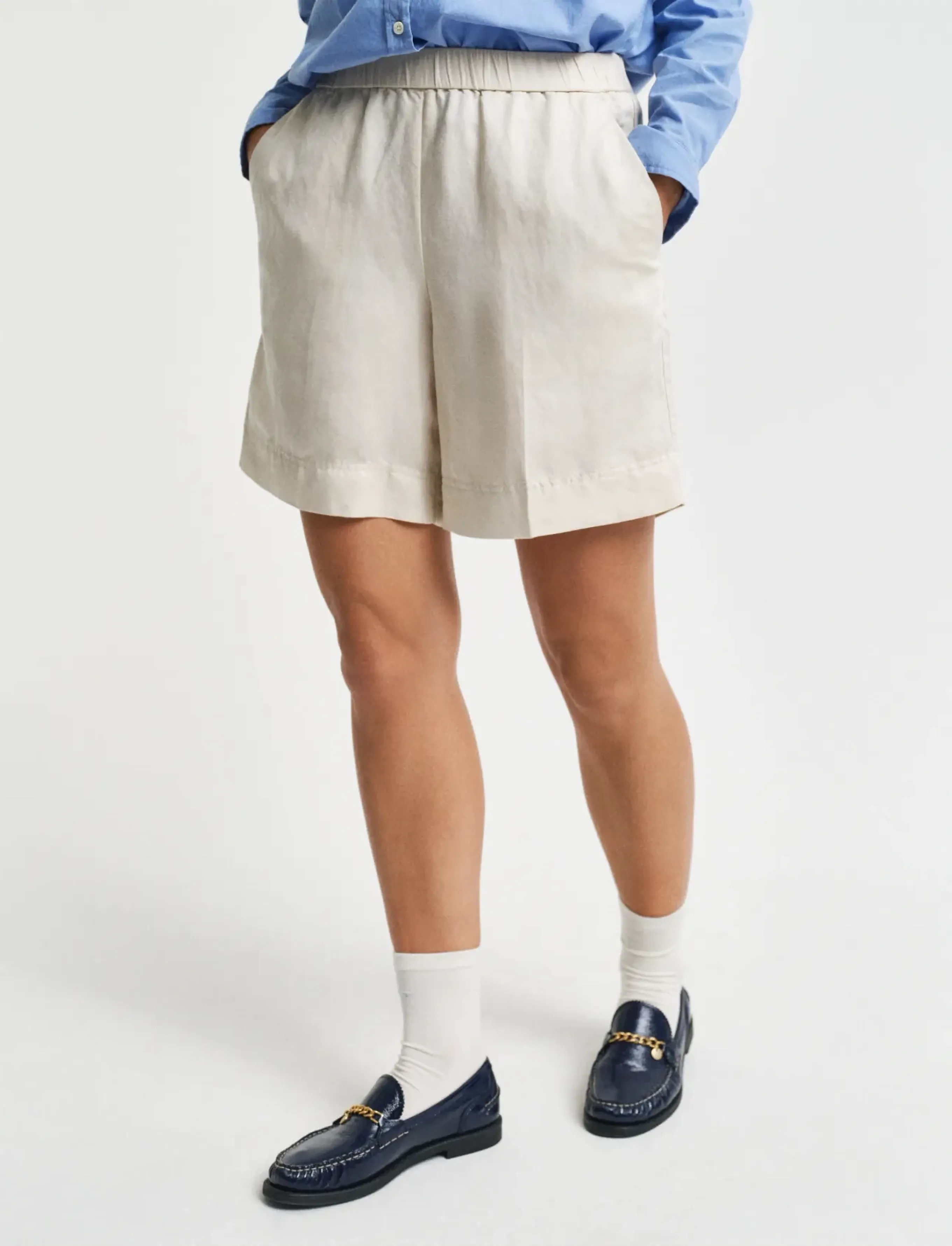 Gant - REL LINEN BLEND PULL ON SHORTS - linneshorts - putty - 4