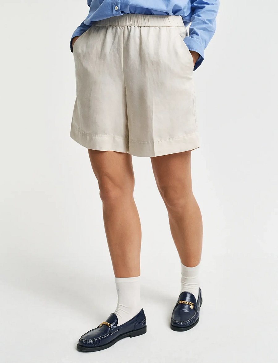 Gant - REL LINEN BLEND PULL ON SHORTS - leinen-shorts - putty - 4