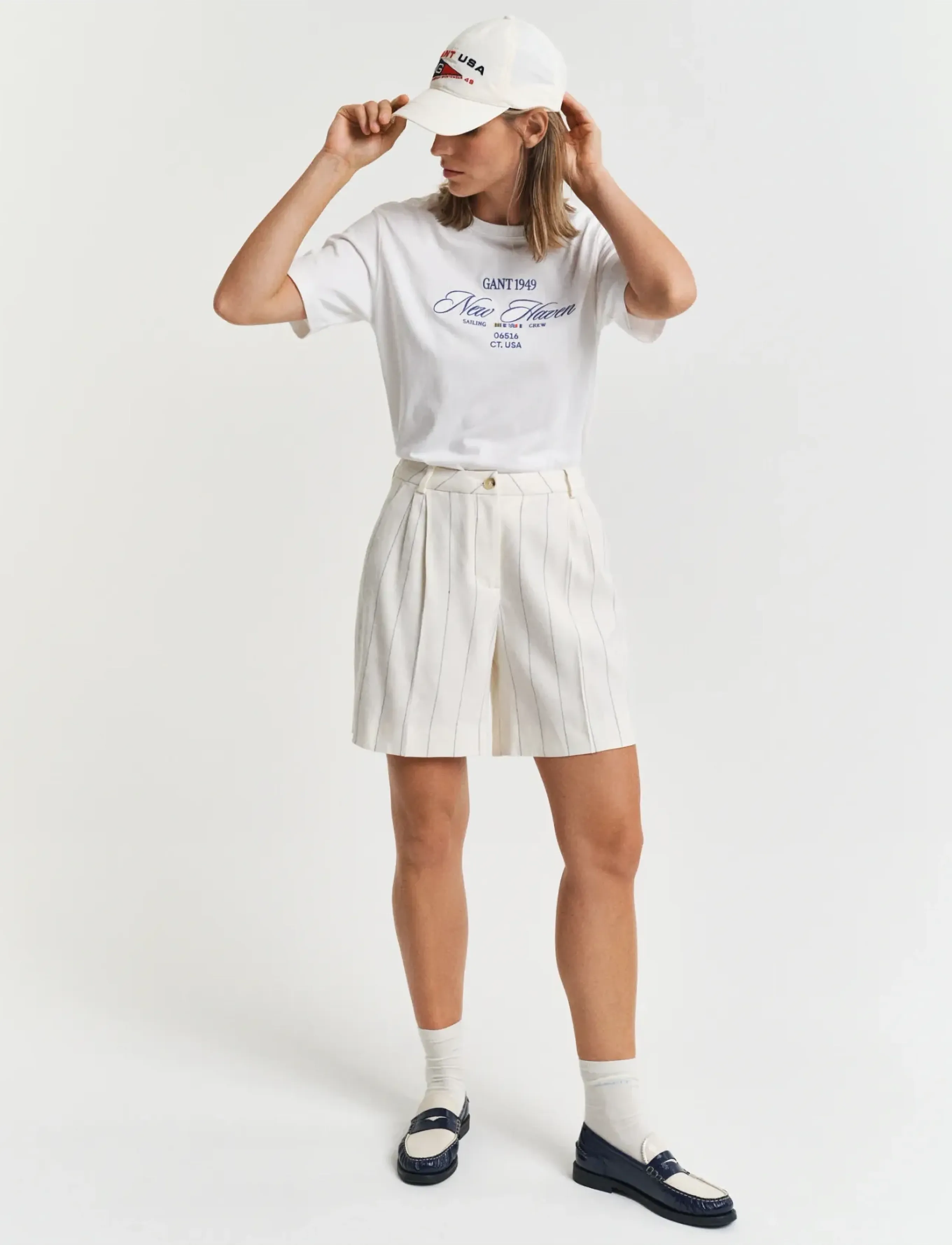 Gant - PINSTRIPE LINEN SHORTS - leinen-shorts - eggshell - 4