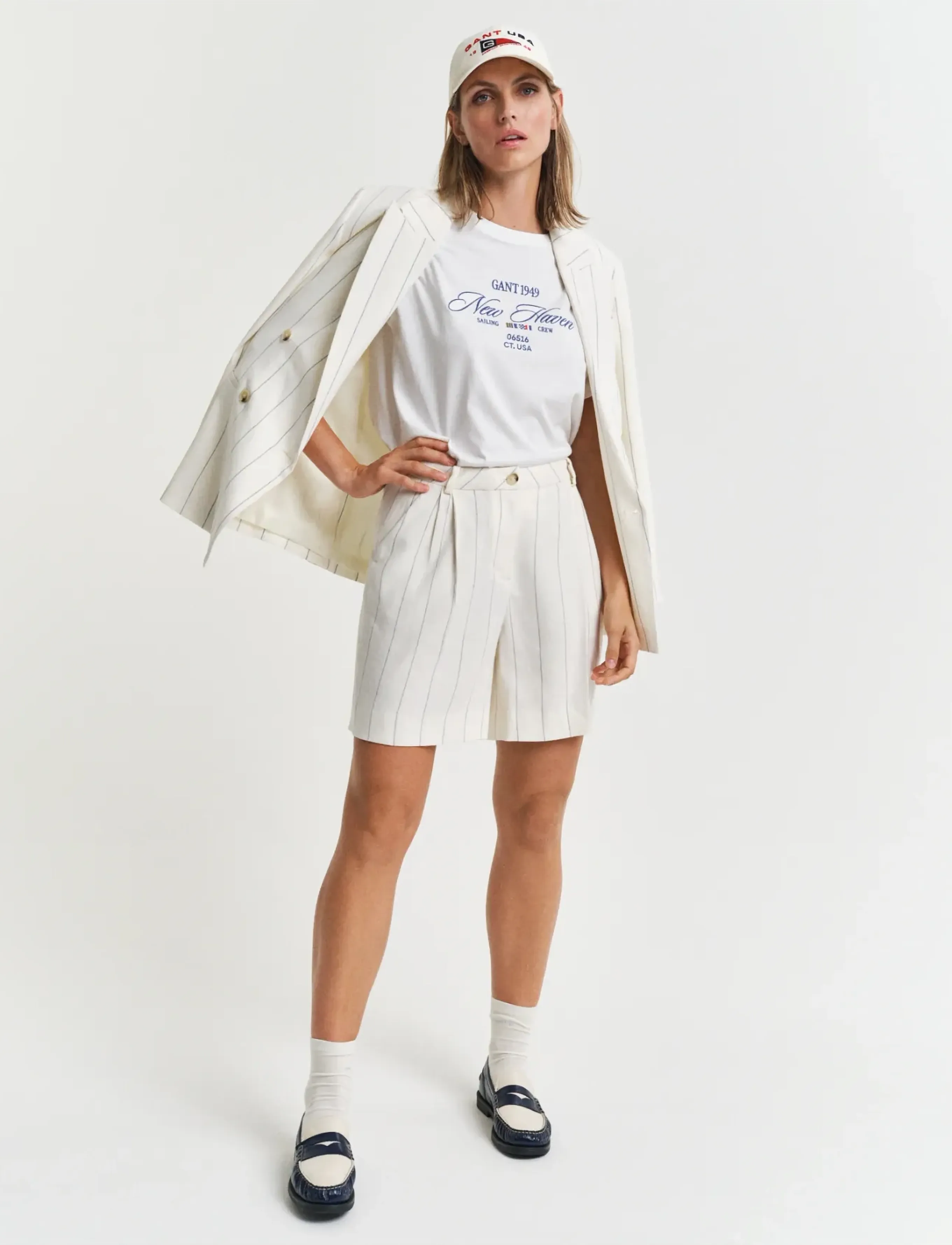 Gant - PINSTRIPE LINEN SHORTS - leinen-shorts - eggshell - 5
