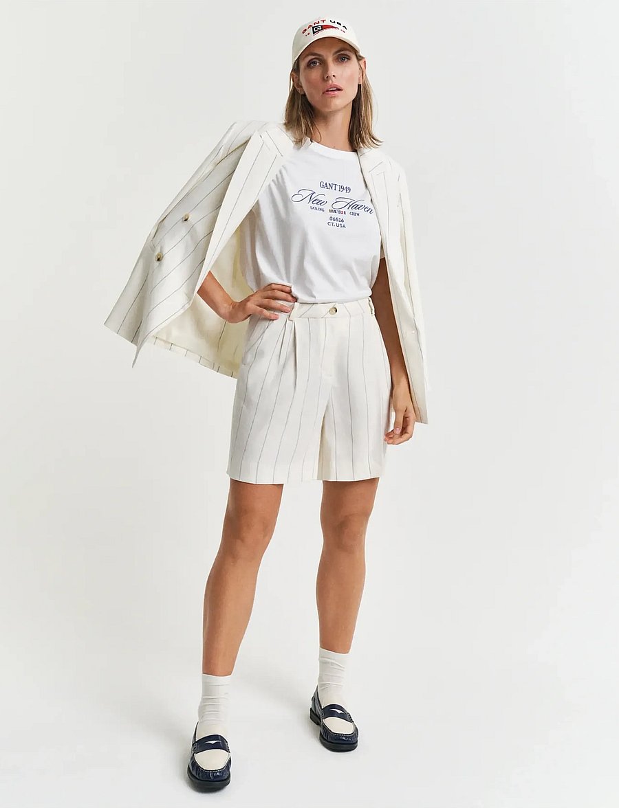 Gant - PINSTRIPE LINEN SHORTS - linen shorts - eggshell - 5