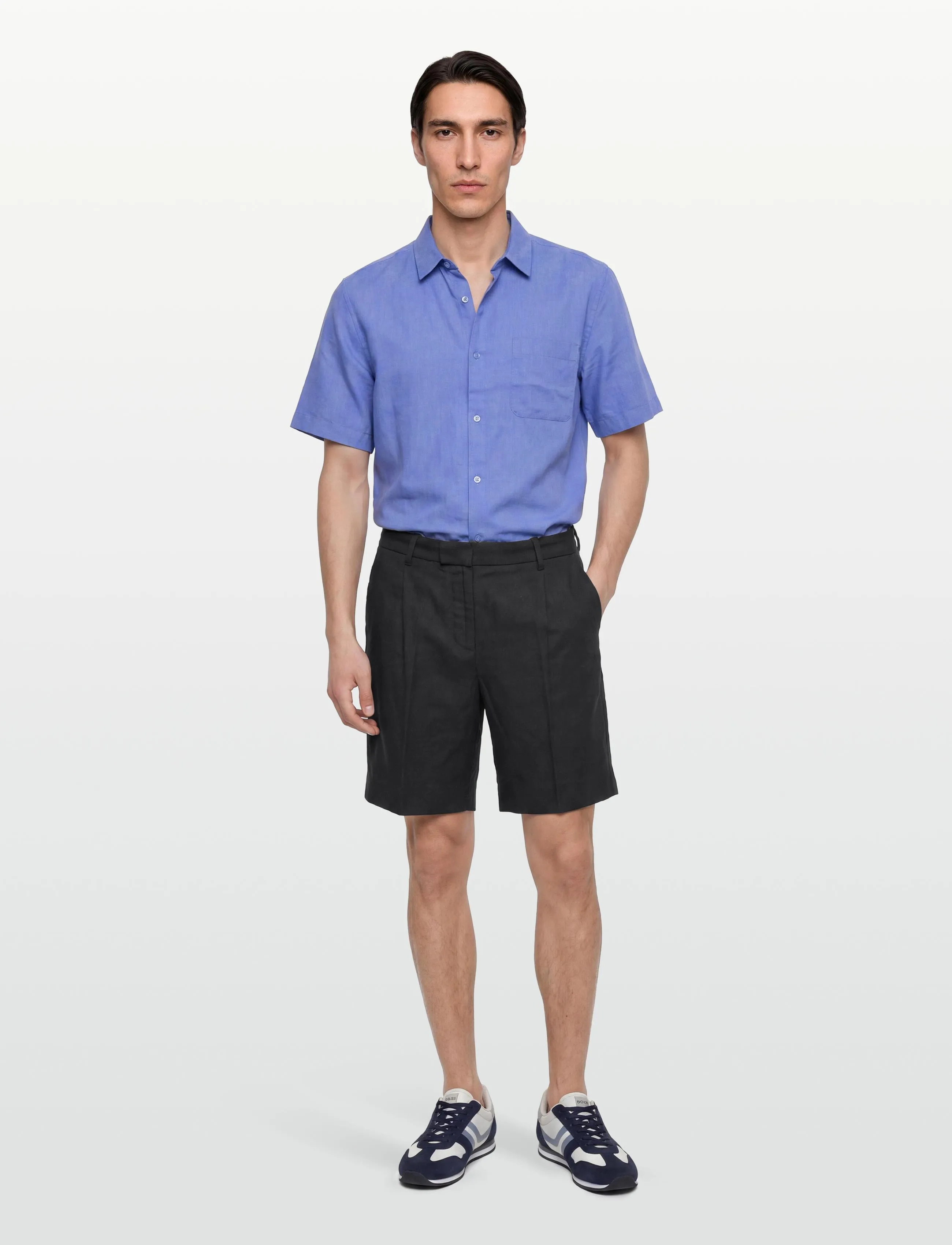 Gant Tailored Linen Blend Shorts, 36, Black, Shorts > Chino-Shorts, Dame