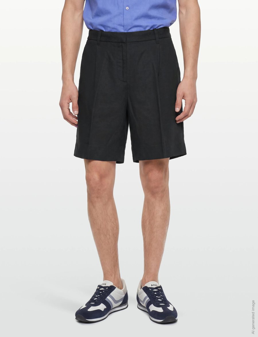 Gant - TAILORED LINEN BLEND SHORTS - leinen-shorts - black - 3