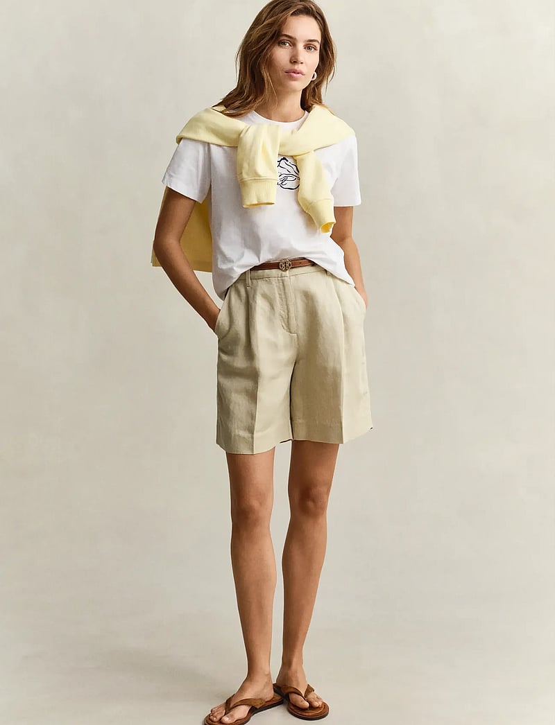 GANT - TAILORED LINEN BLEND SHORTS - leinen-shorts - oat beige - 4