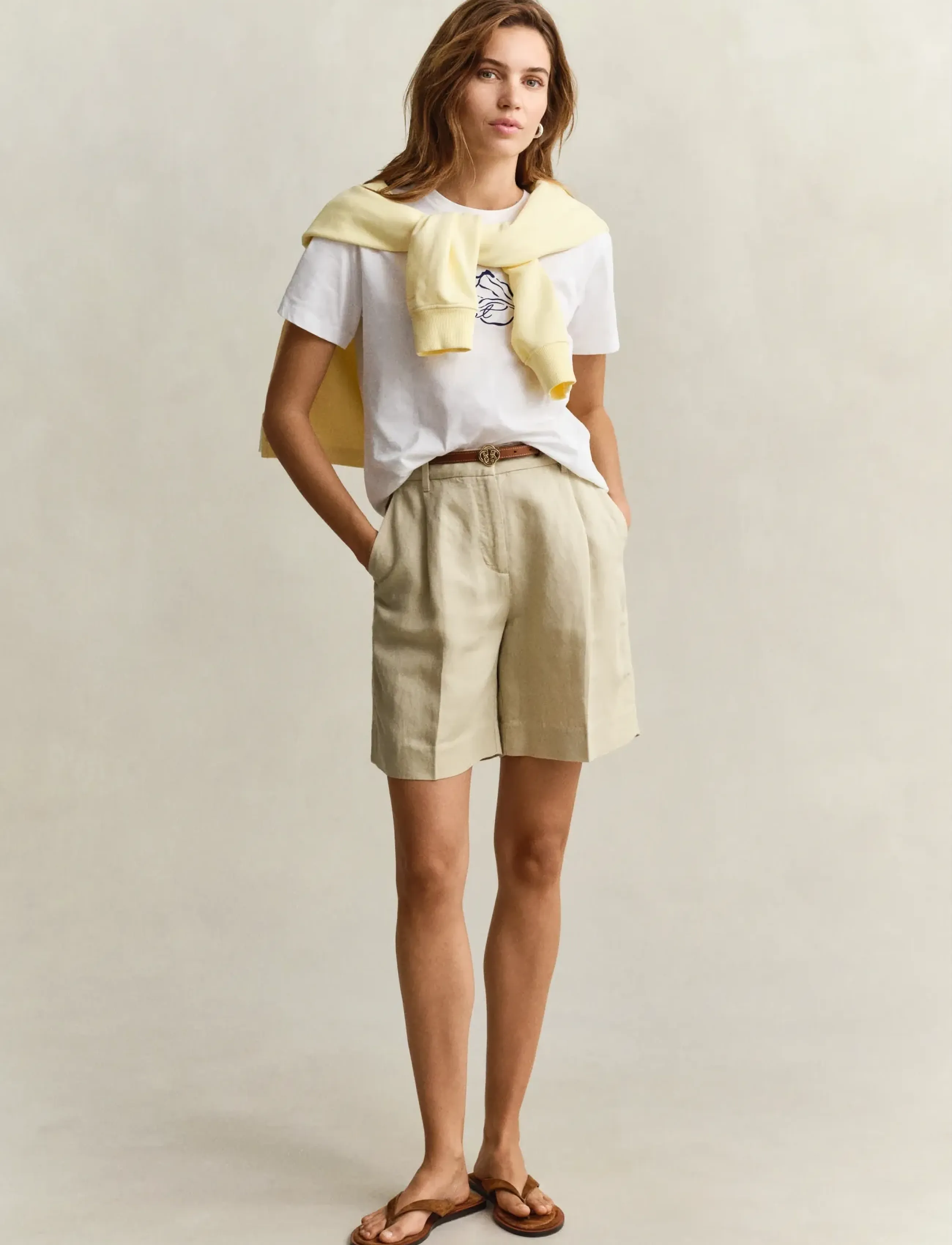 Gant - TAILORED LINEN BLEND SHORTS - linased lühikesed püksid - oat beige - 4