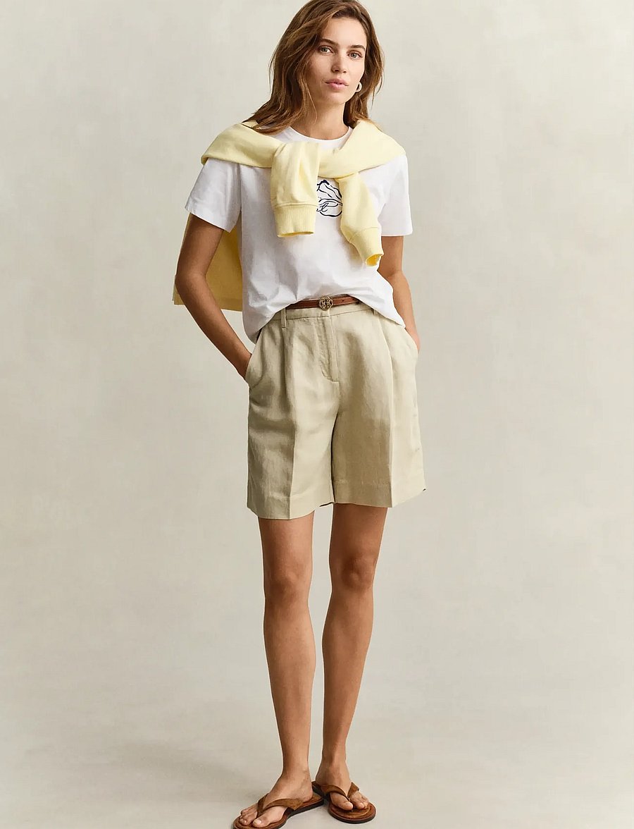 Gant - TAILORED LINEN BLEND SHORTS - leinen-shorts - oat beige - 4