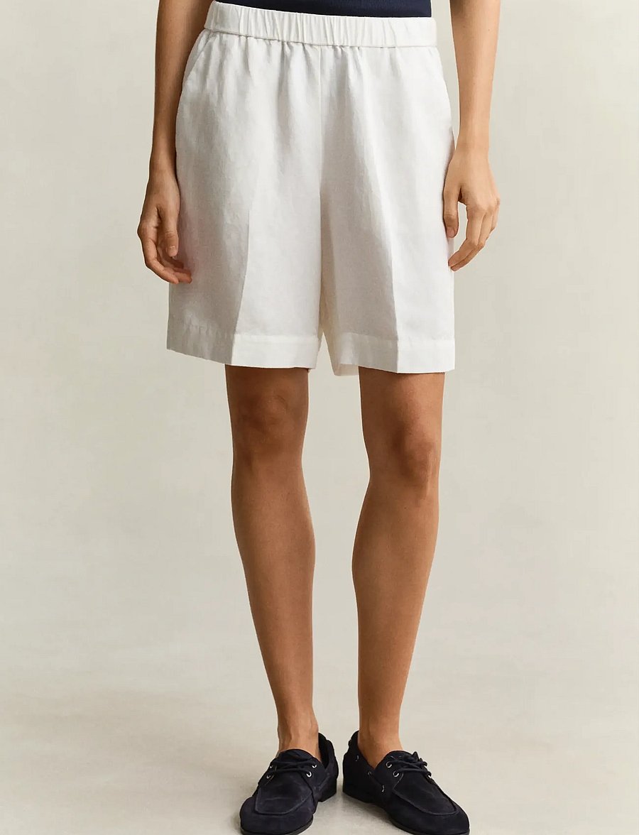 Gant - LINEN BLEND PULL ON SHORTS - linased lühikesed püksid - eggshell - 3