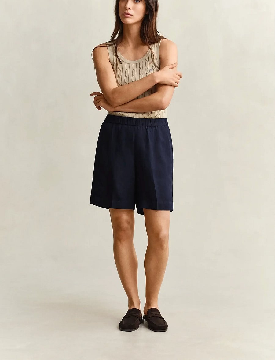 Gant - LINEN BLEND PULL ON SHORTS - linased lühikesed püksid - evening blue - 0