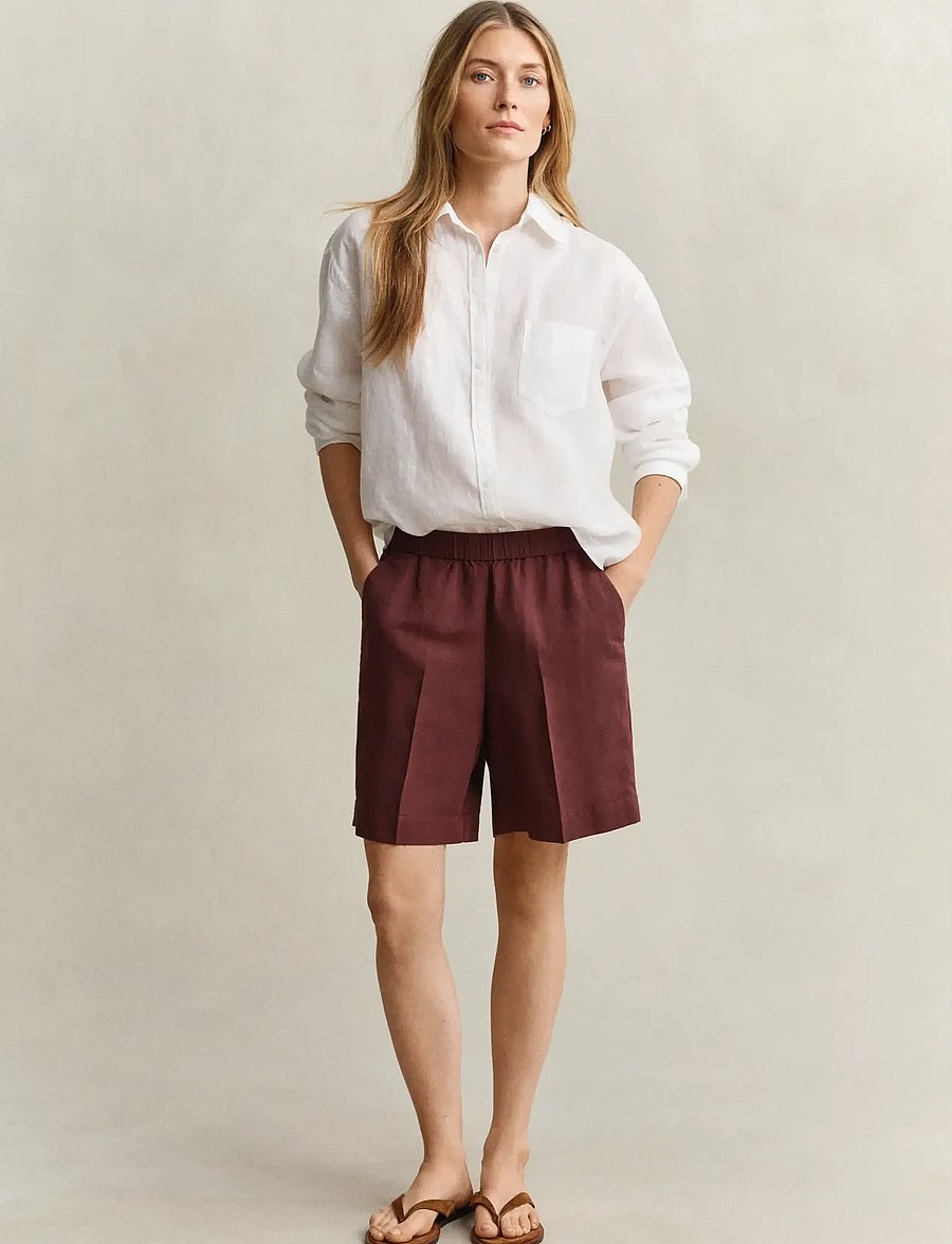 Gant - LINEN BLEND PULL ON SHORTS - linen shorts - fresh soil - 0