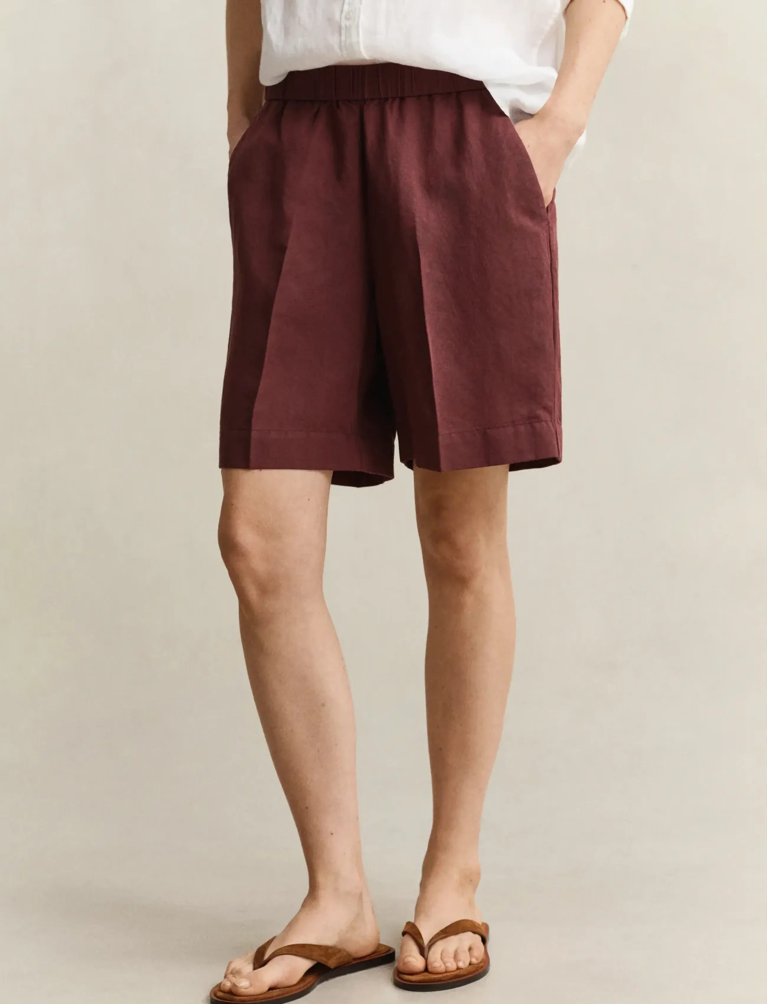 Gant - LINEN BLEND PULL ON SHORTS - linneshorts - fresh soil - 3