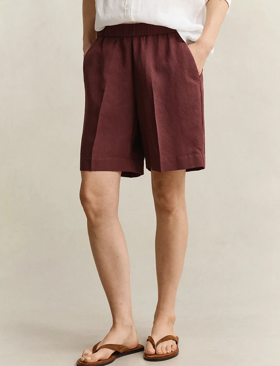 Gant - LINEN BLEND PULL ON SHORTS - linen shorts - fresh soil - 3