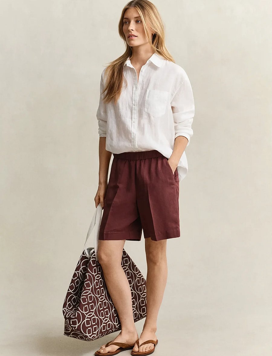 Gant - LINEN BLEND PULL ON SHORTS - linen shorts - fresh soil - 4