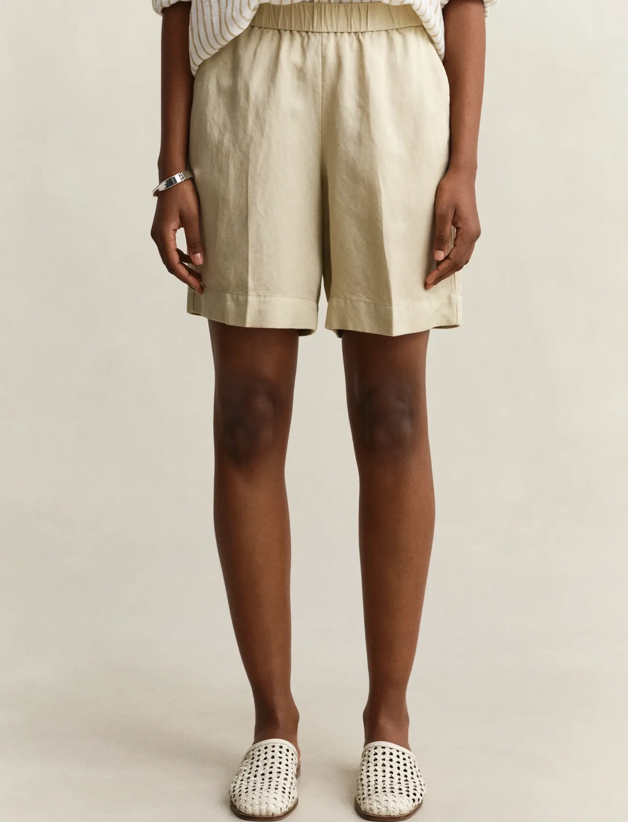 Gant - LINEN BLEND PULL ON SHORTS - linneshorts - oat beige - 3