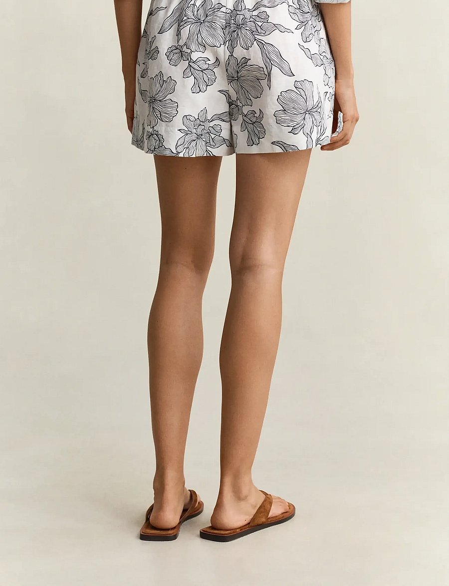 Gant - FLORAL PRINT LINEN PULL ON SHORTS - leinen-shorts - evening blue - 2