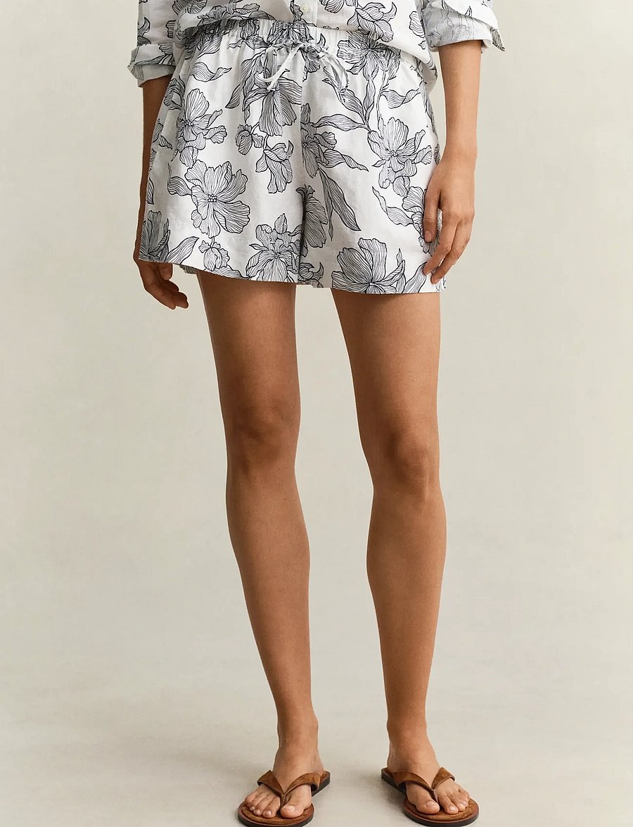 Gant - FLORAL PRINT LINEN PULL ON SHORTS - leinen-shorts - evening blue - 3