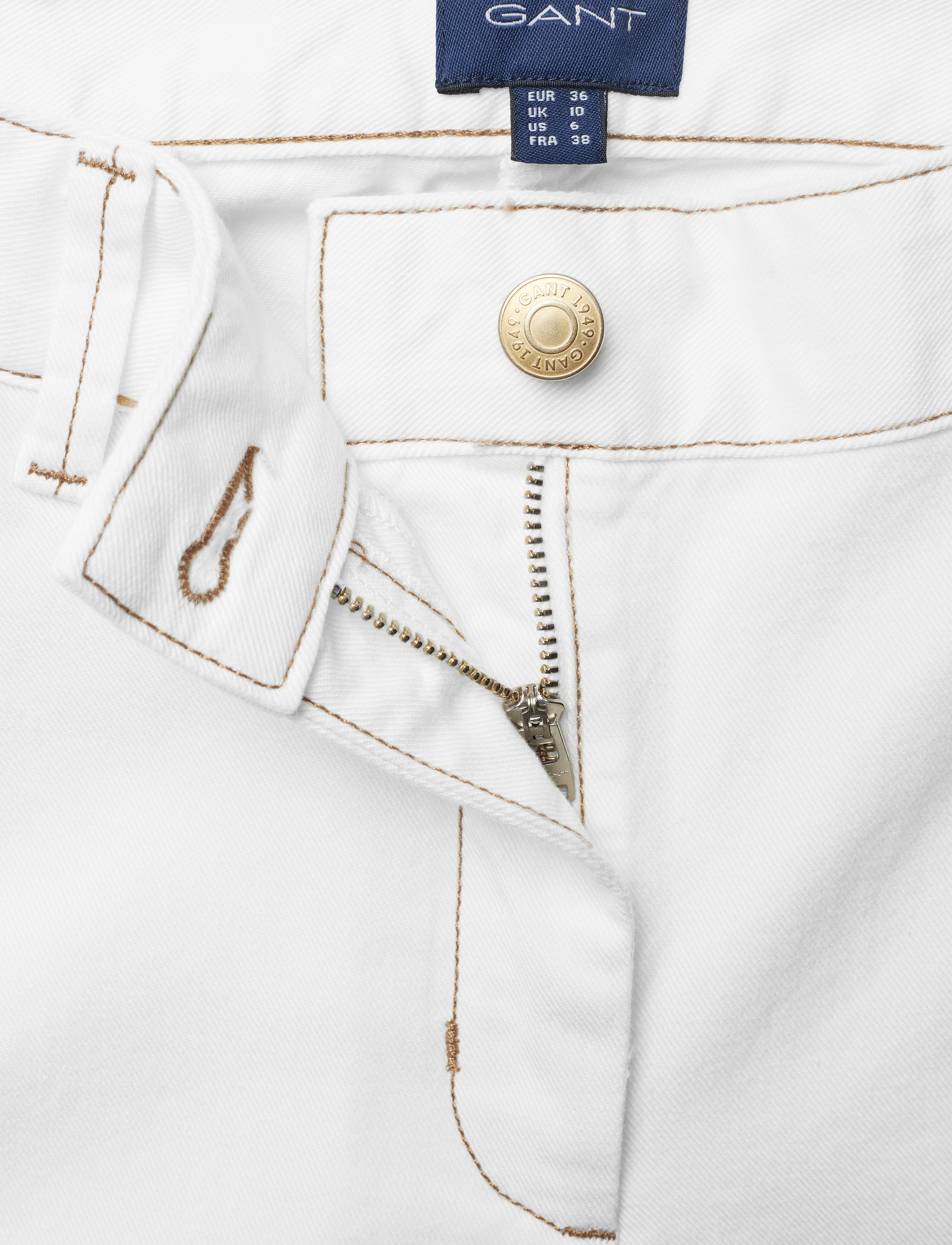 GANT - D1. ECRU CROPPED SLIM SLOUCH JEANS - eggshell - 3