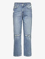 D1. CAMIE CROPPED RIPPED JEANS - LIGHT BLUE BROKEN IN