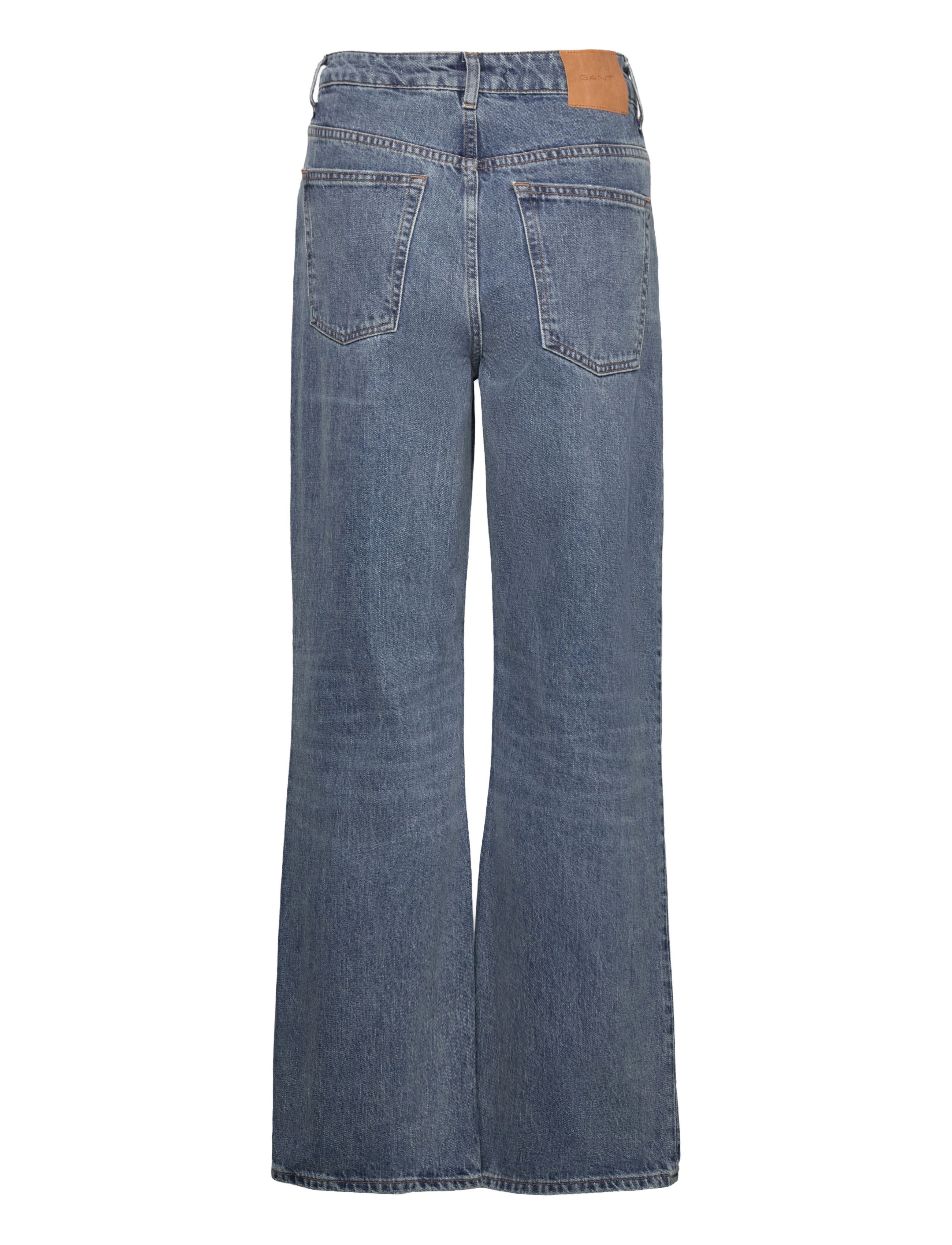GANT - D2. HW RELAXED STRAIGHT RIP JEANS - mid blue vintage - 1
