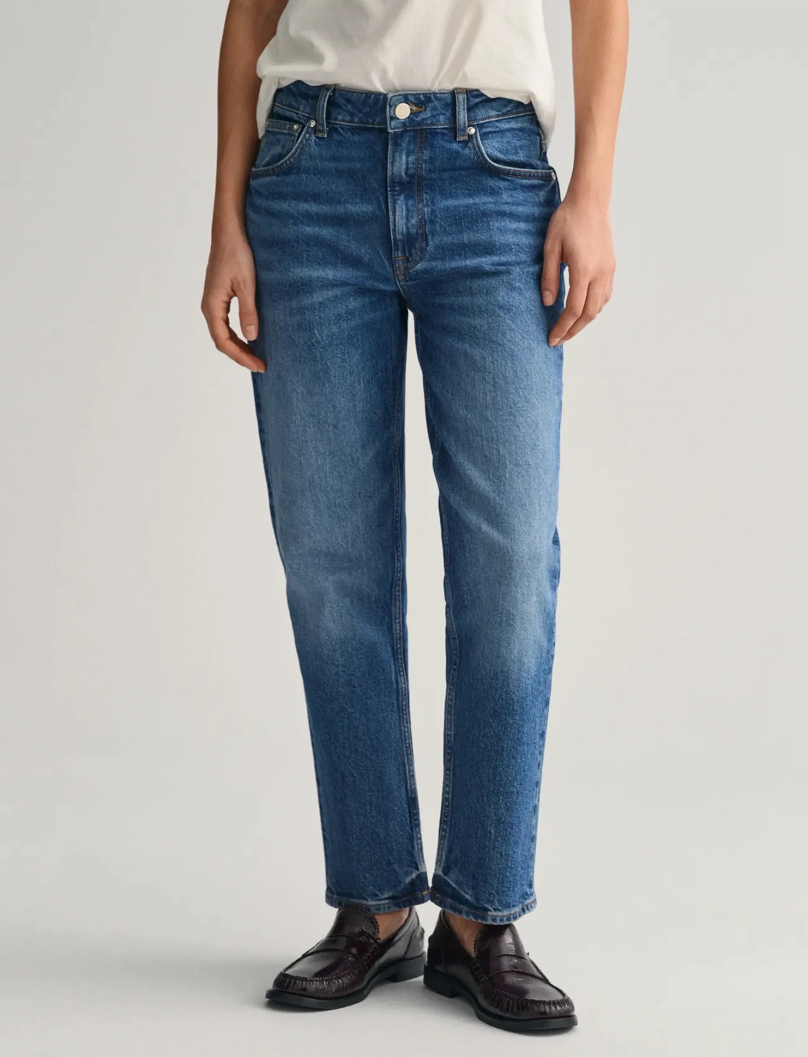 Gant - STRAIGHT CROPPED JEANS - beinar gallabuxur - mid blue broken in - 4
