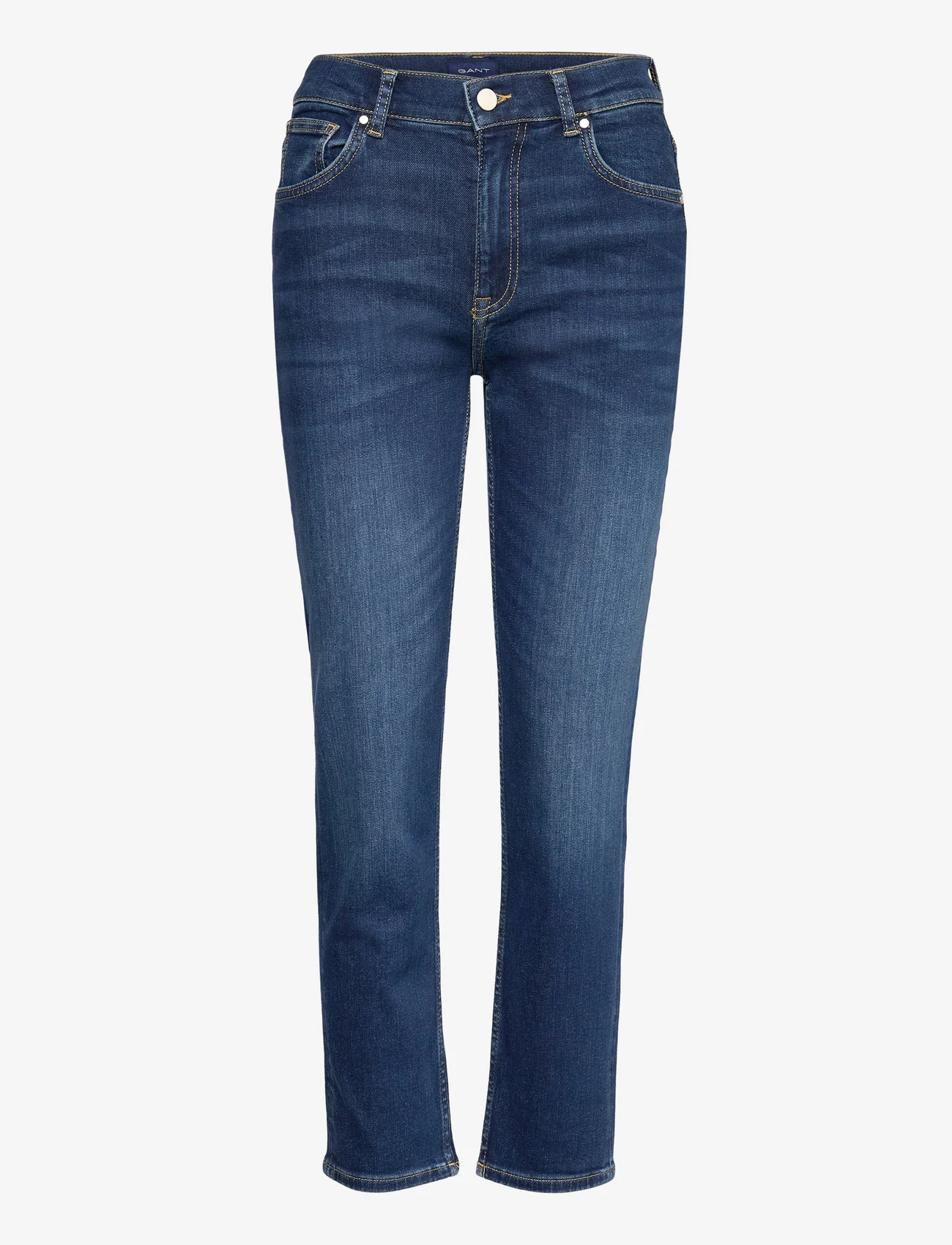 GANT - CROPPED SLIM JEANS - slim fit jeans - dark blue broken in - 0