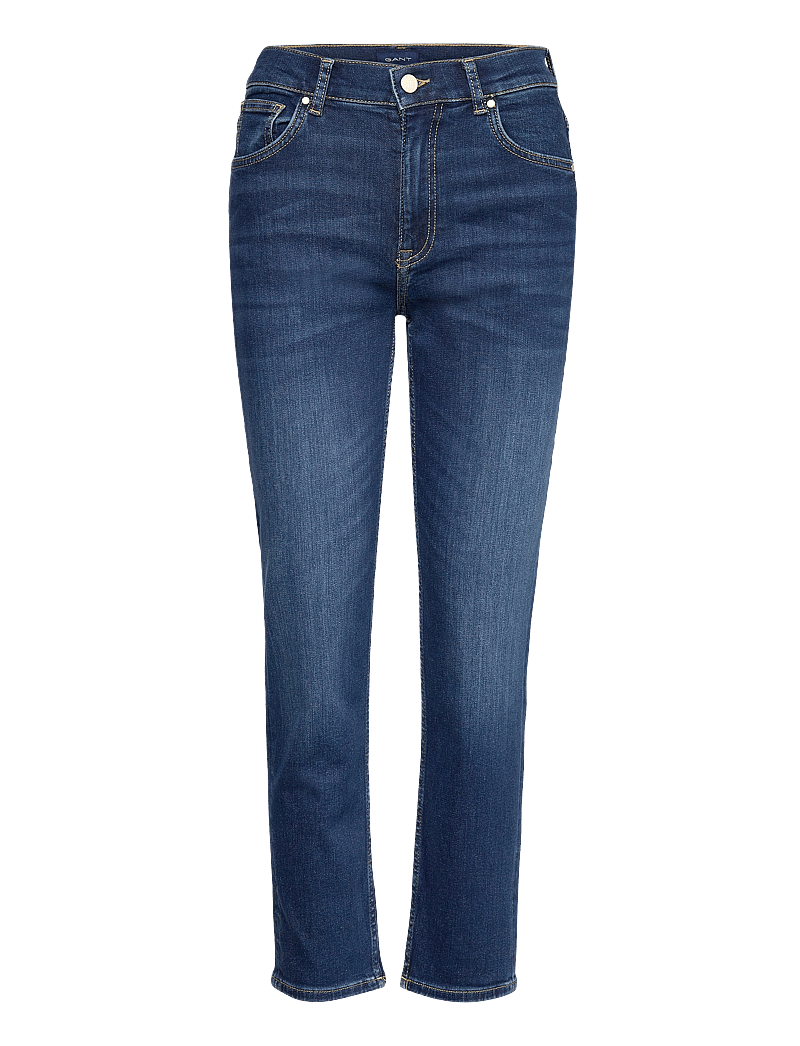 GANT - CROPPED SLIM STRETCH JEANS - slim fit jeans - dark blue broken in - 1