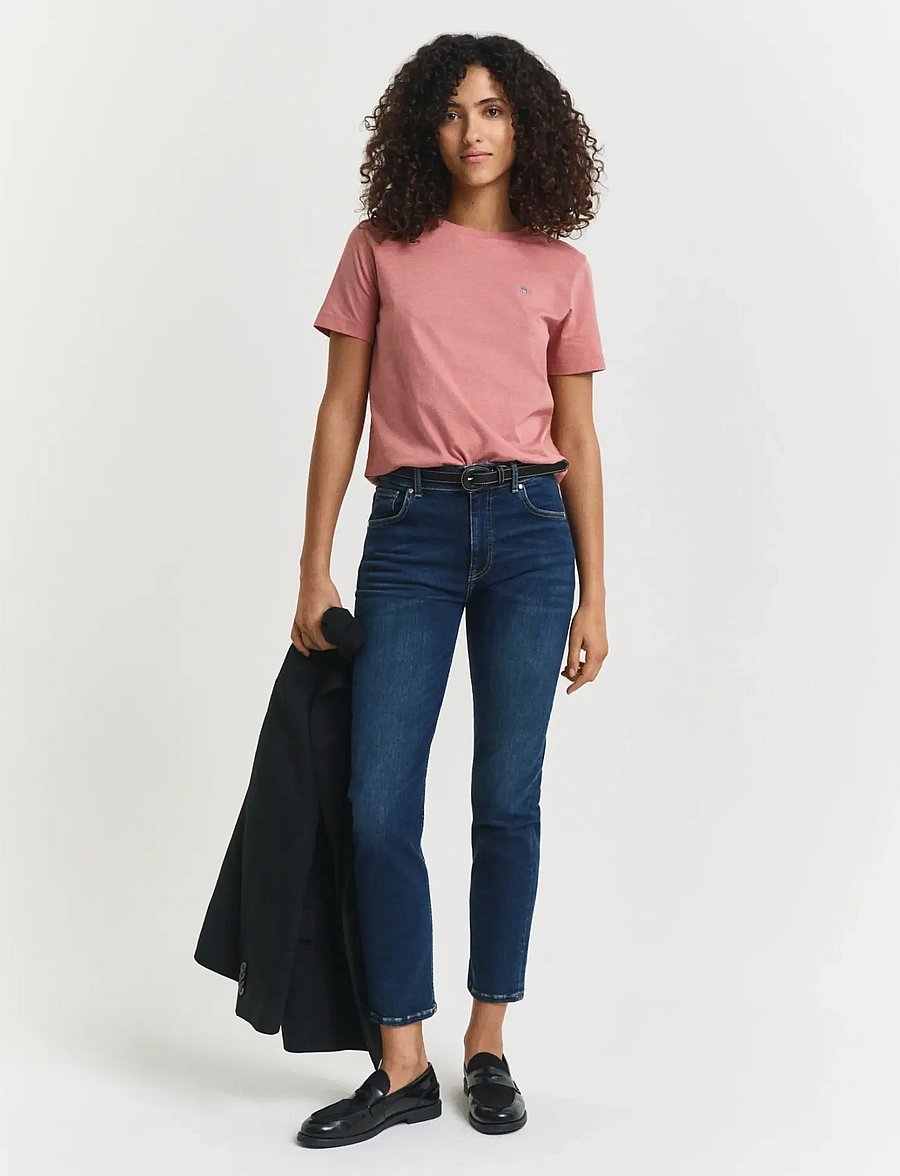 Gant - CROPPED SLIM STRETCH JEANS - slim fit -farkut - dark blue broken in - 0