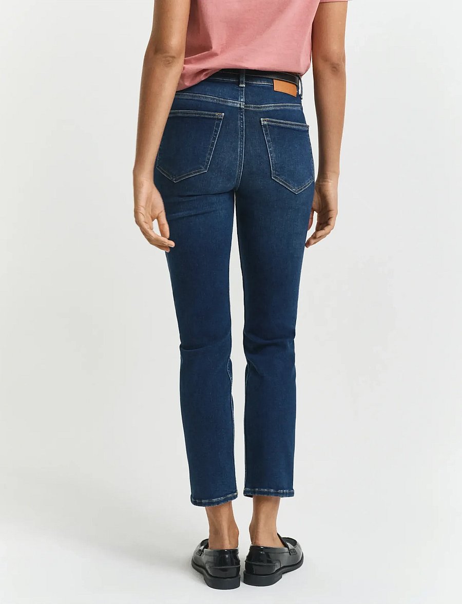 Gant - CROPPED SLIM STRETCH JEANS - slim fit -farkut - dark blue broken in - 3
