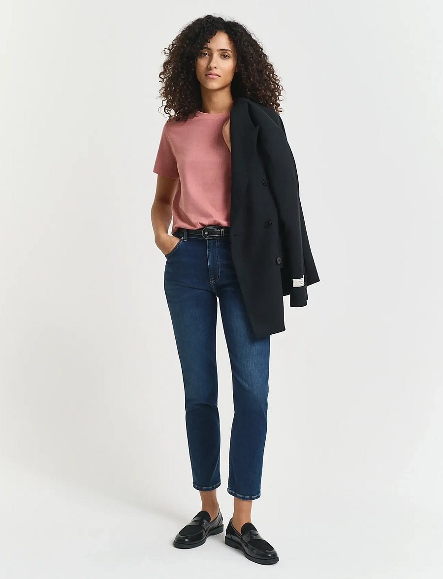 Gant - CROPPED SLIM STRETCH JEANS - slim fit -farkut - dark blue broken in - 5