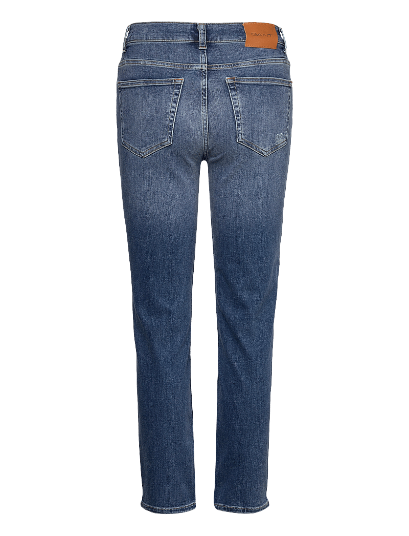 GANT - CROPPED SLIM STRETCH JEANS - slim fit jeans - mid blue worn in - 2