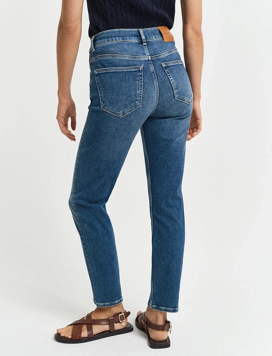 Gant - CROPPED SLIM STRETCH JEANS - slim-fit-jeans - mid blue worn in - 3