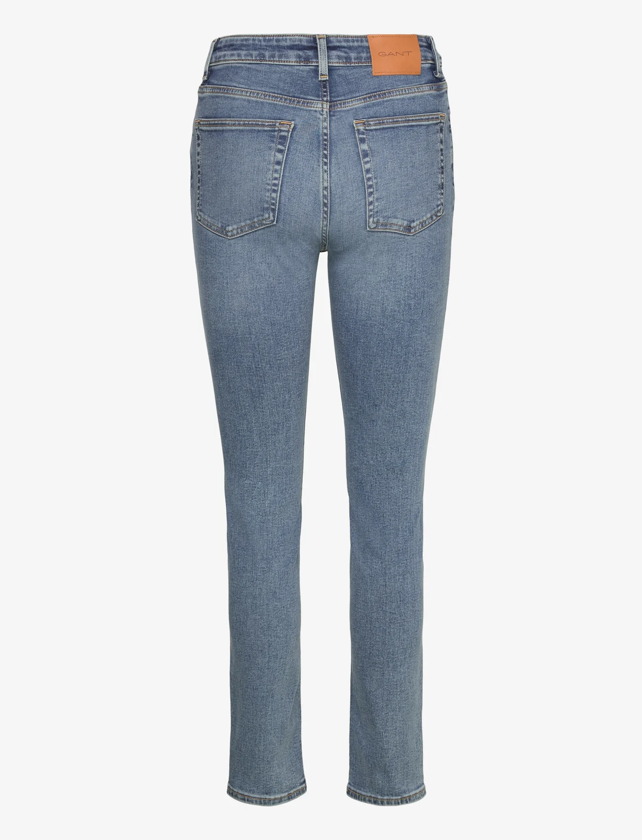 GANT - SLIM SUPER STRETCH JEANS - džinsa bikses ar tievām starām - mid blue broken in - 1