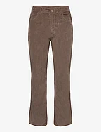 CORD CROPPED FLARE JEANS - DESERT BROWN