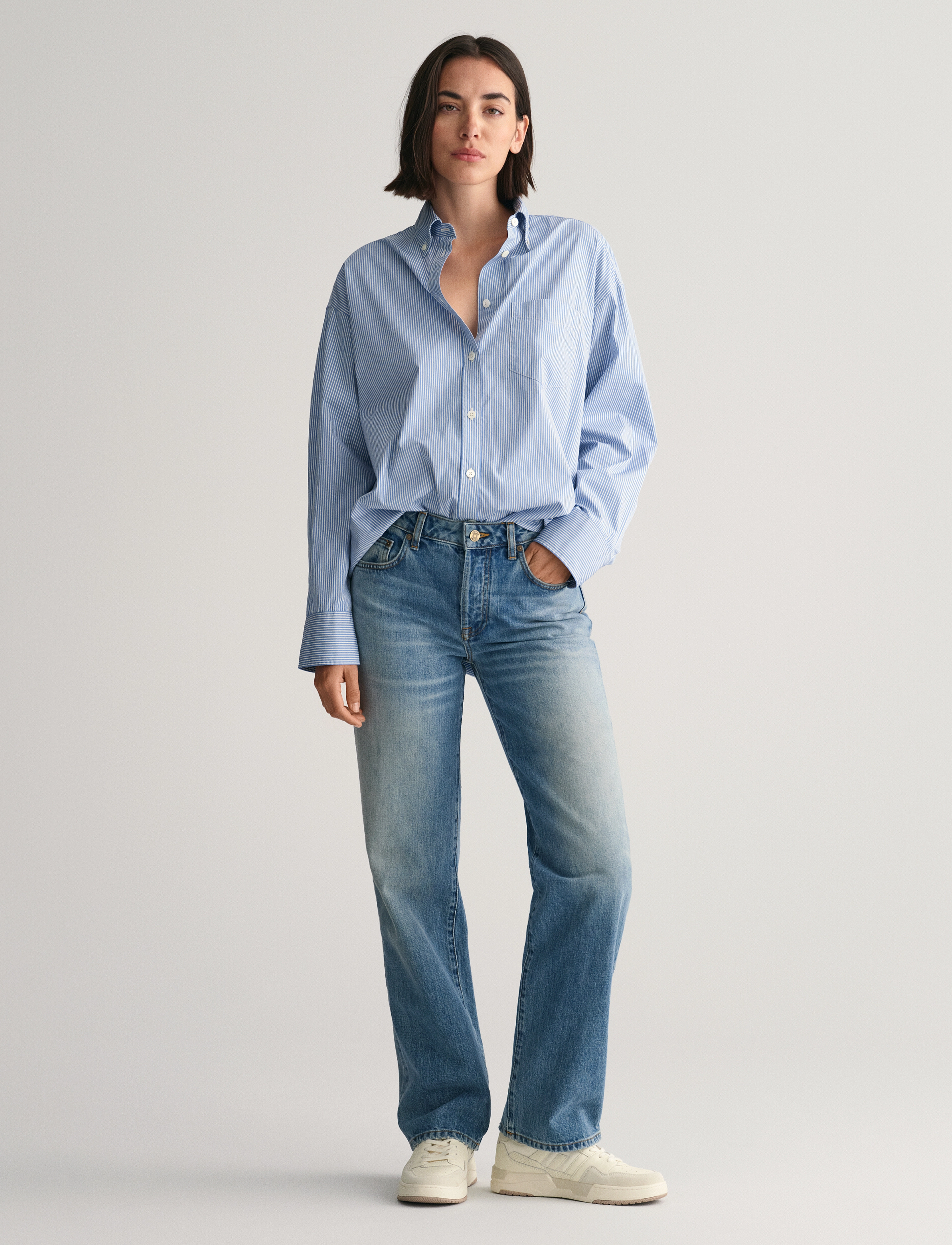 GANT - STRAIGHT RIGID JEANS - mid blue vintage - 0