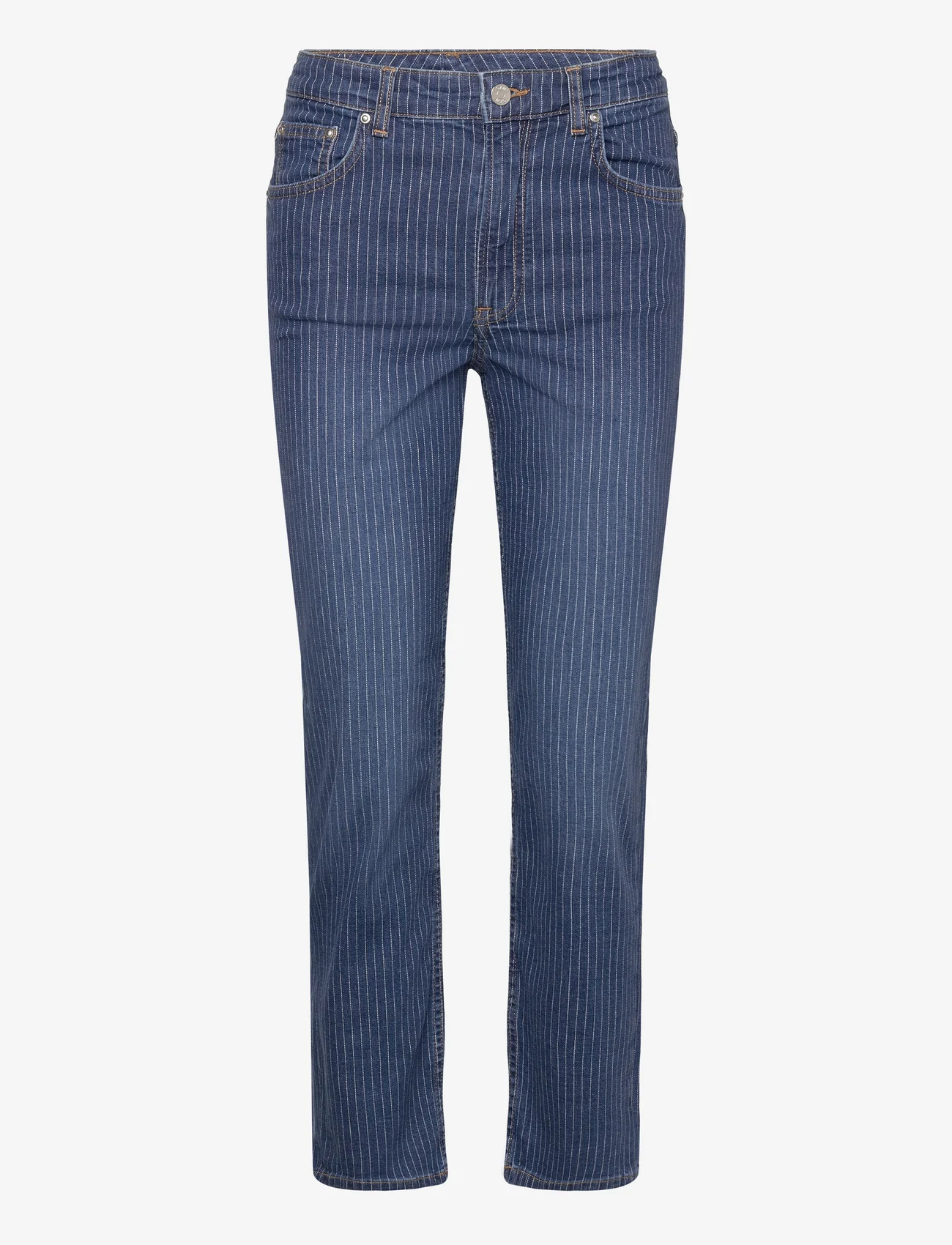 GANT - STRAIGHT CROPPED STRIPED JEANS - džinsa bikses ar taisnām starām - mid blue - 0