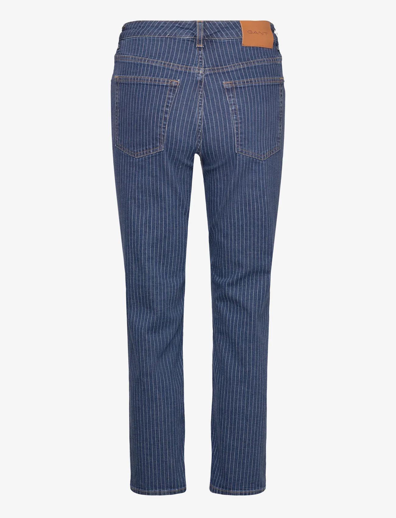 GANT - STRAIGHT CROPPED STRIPED JEANS - straight jeans - mid blue - 1