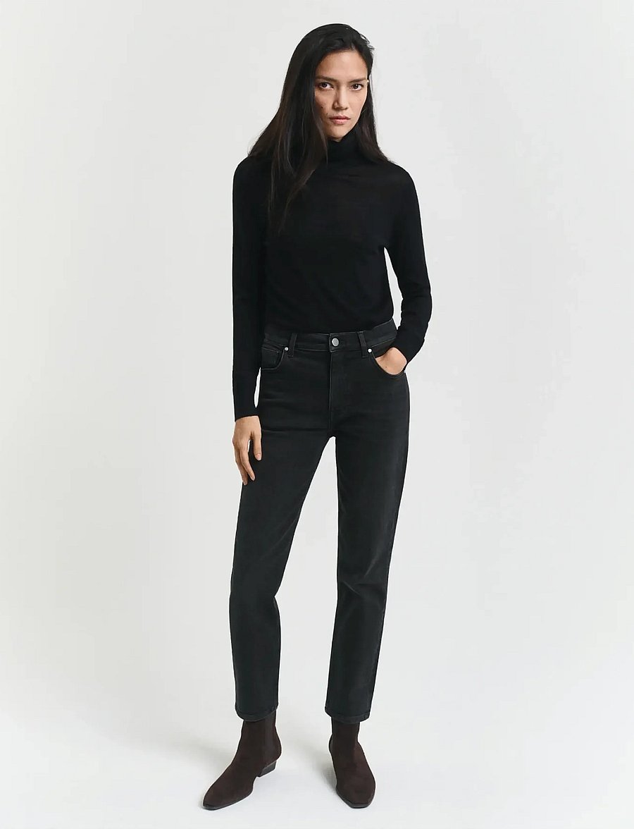 Gant - CROPPED SLIM STRETCH JEANS - slim fit džinsi - black worn in - 0