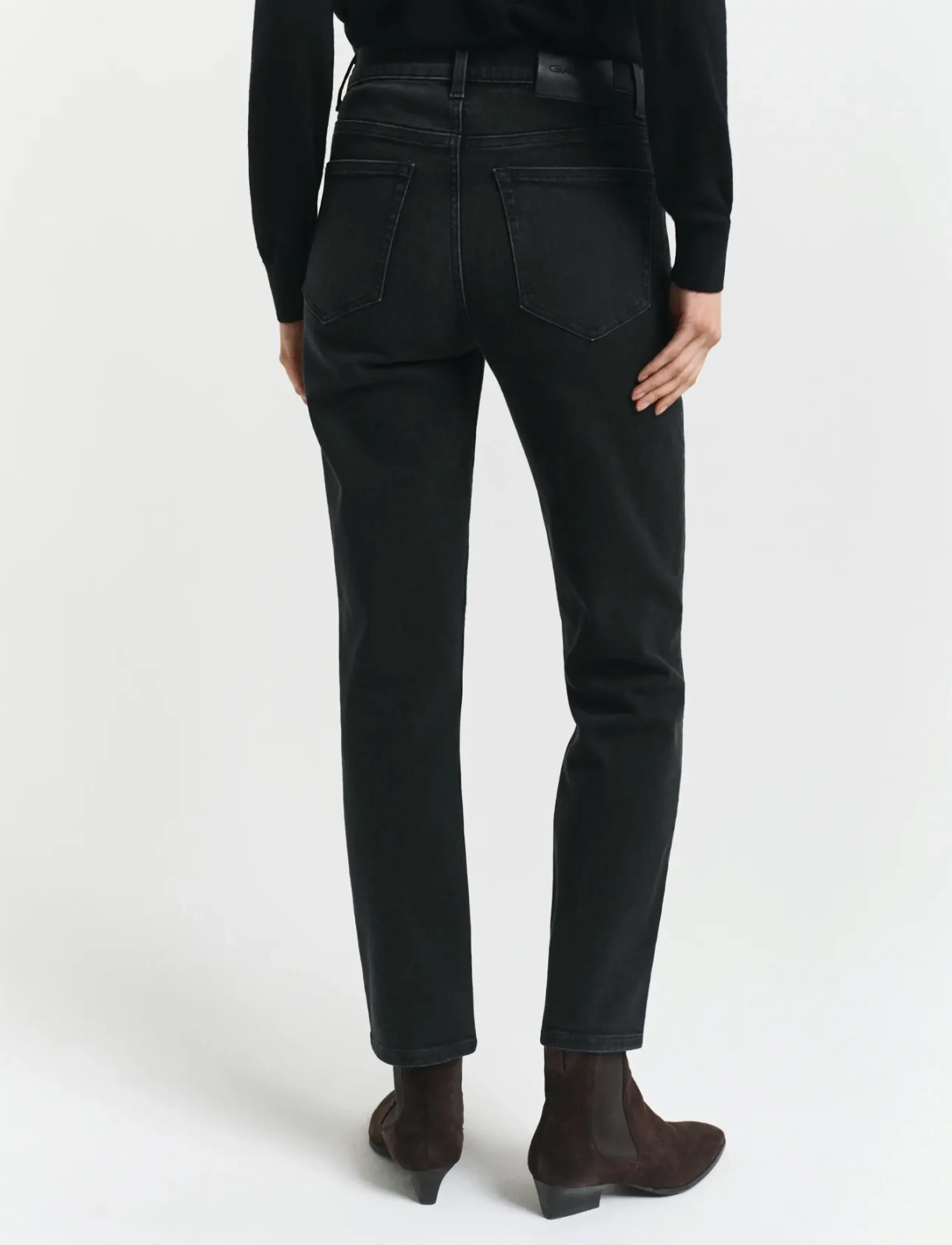 Gant - CROPPED SLIM STRETCH JEANS - kitsad teksad - black worn in - 3