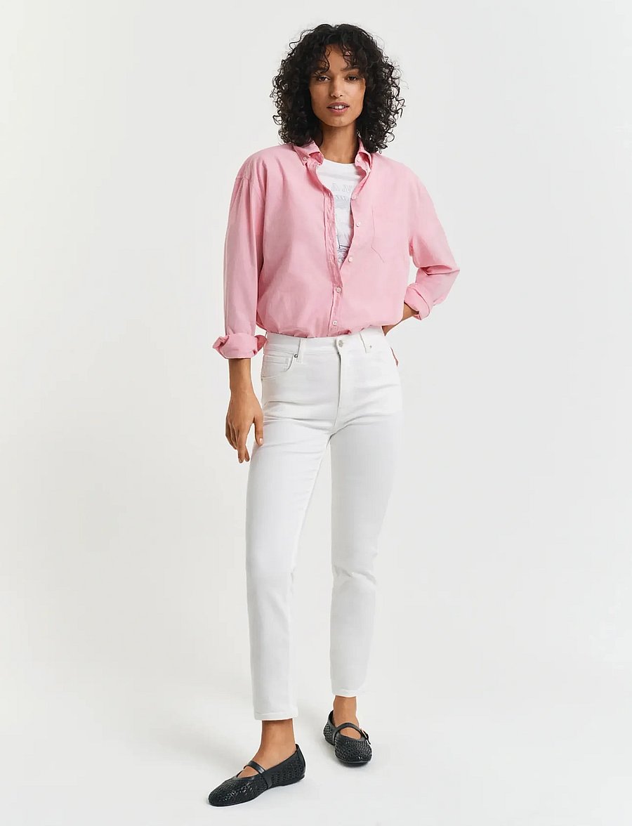 Gant - SLIM CROPPED WHITE JEANS - straight jeans - eggshell - 0