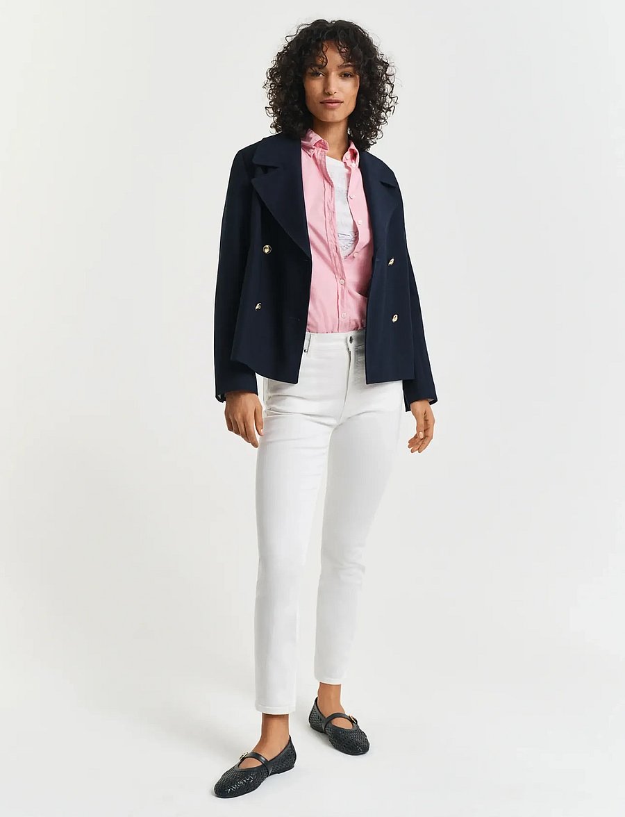 Gant - SLIM CROPPED WHITE JEANS - straight jeans - eggshell - 5