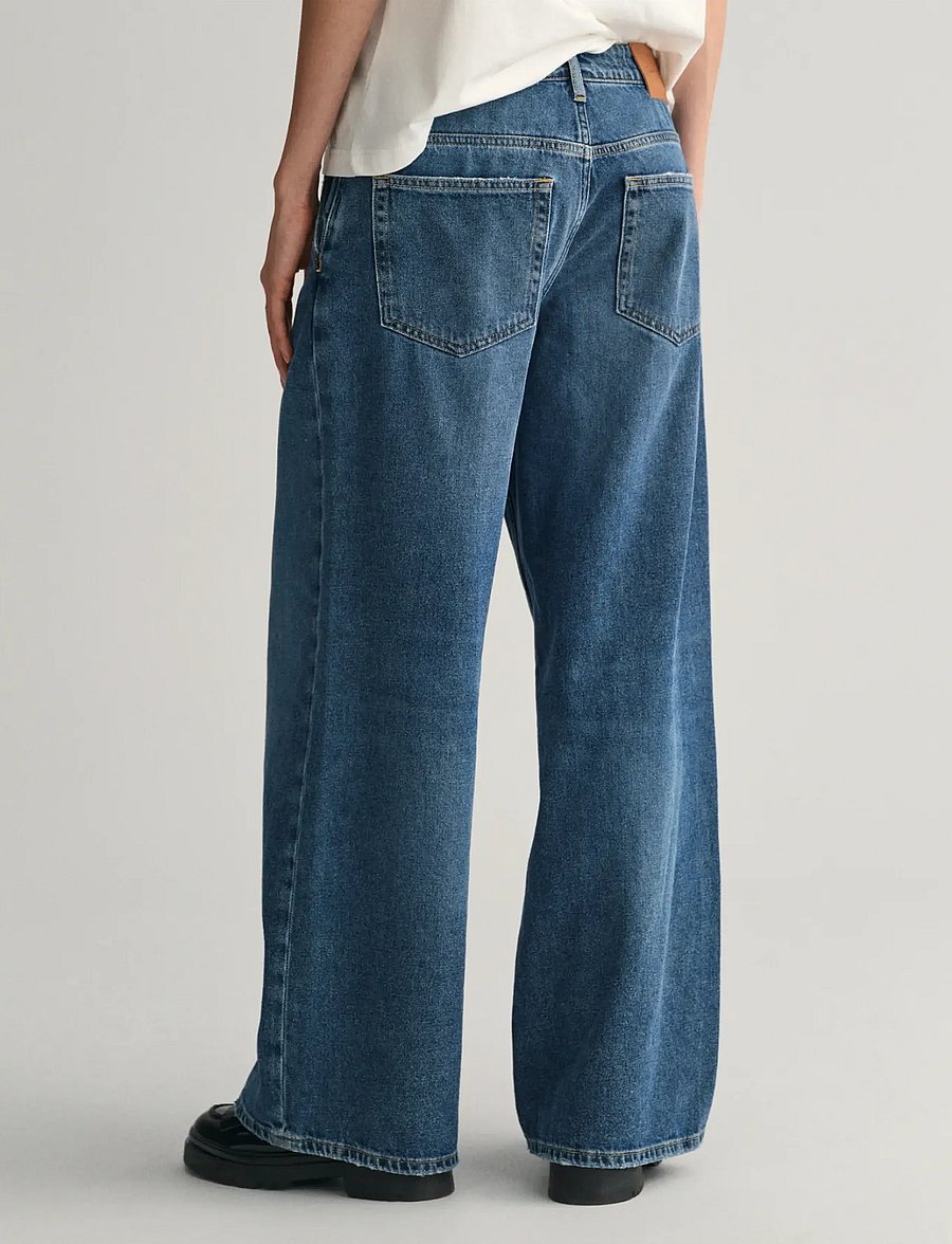Gant - LOW WIDE LEG JEANS - laia säärega teksad - mid blue vintage - 3