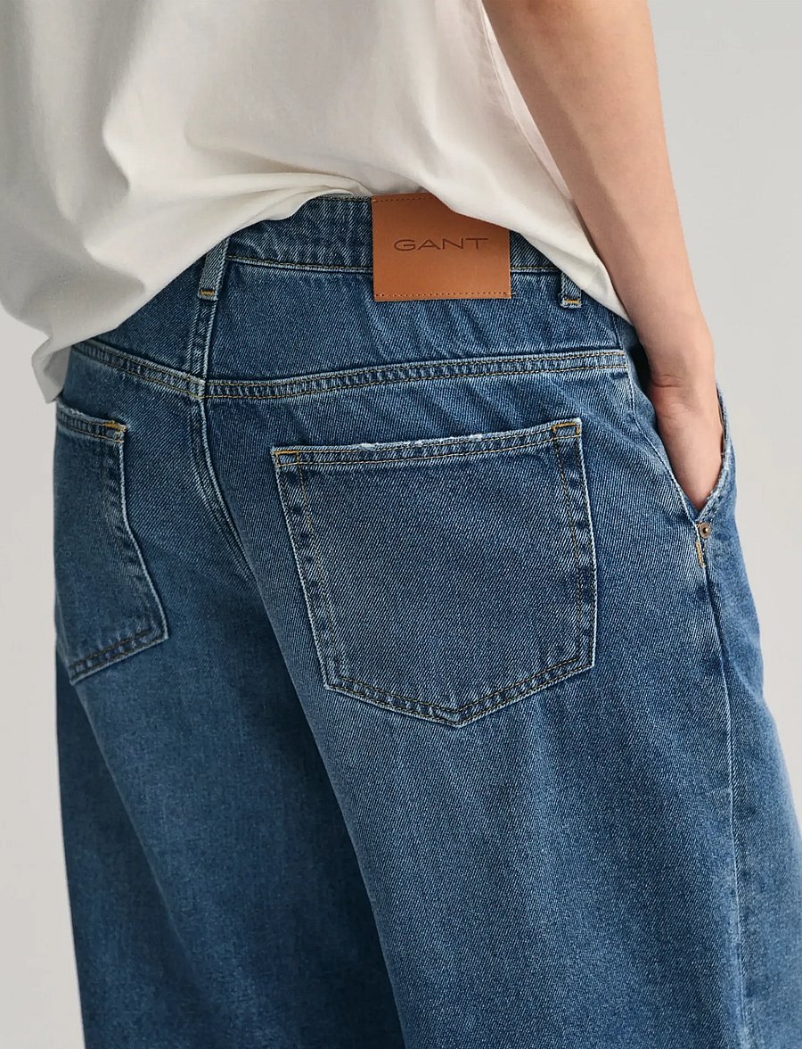 Gant - LOW WIDE LEG JEANS - laia säärega teksad - mid blue vintage - 4