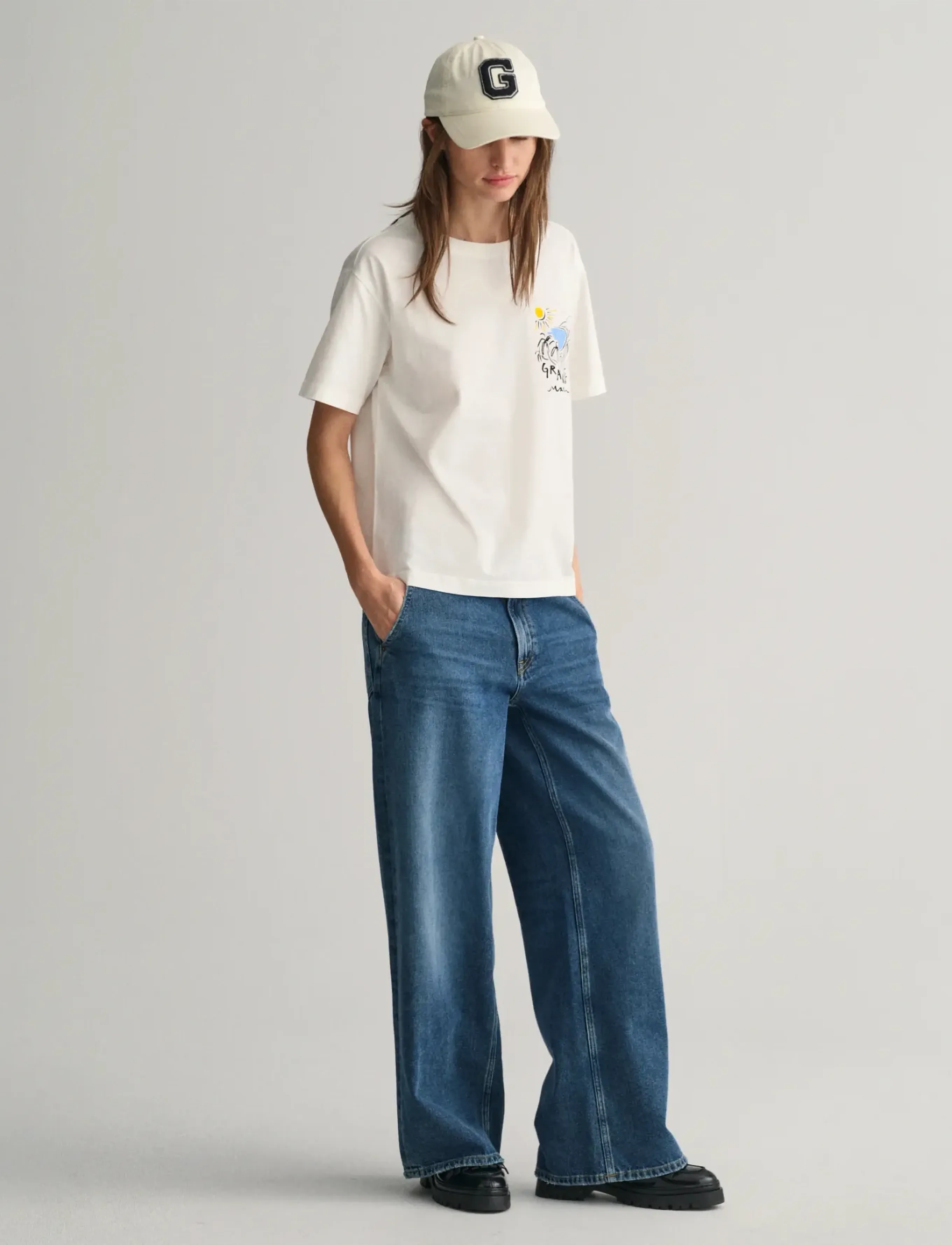 Gant - LOW WIDE LEG JEANS - laia säärega teksad - mid blue vintage - 5