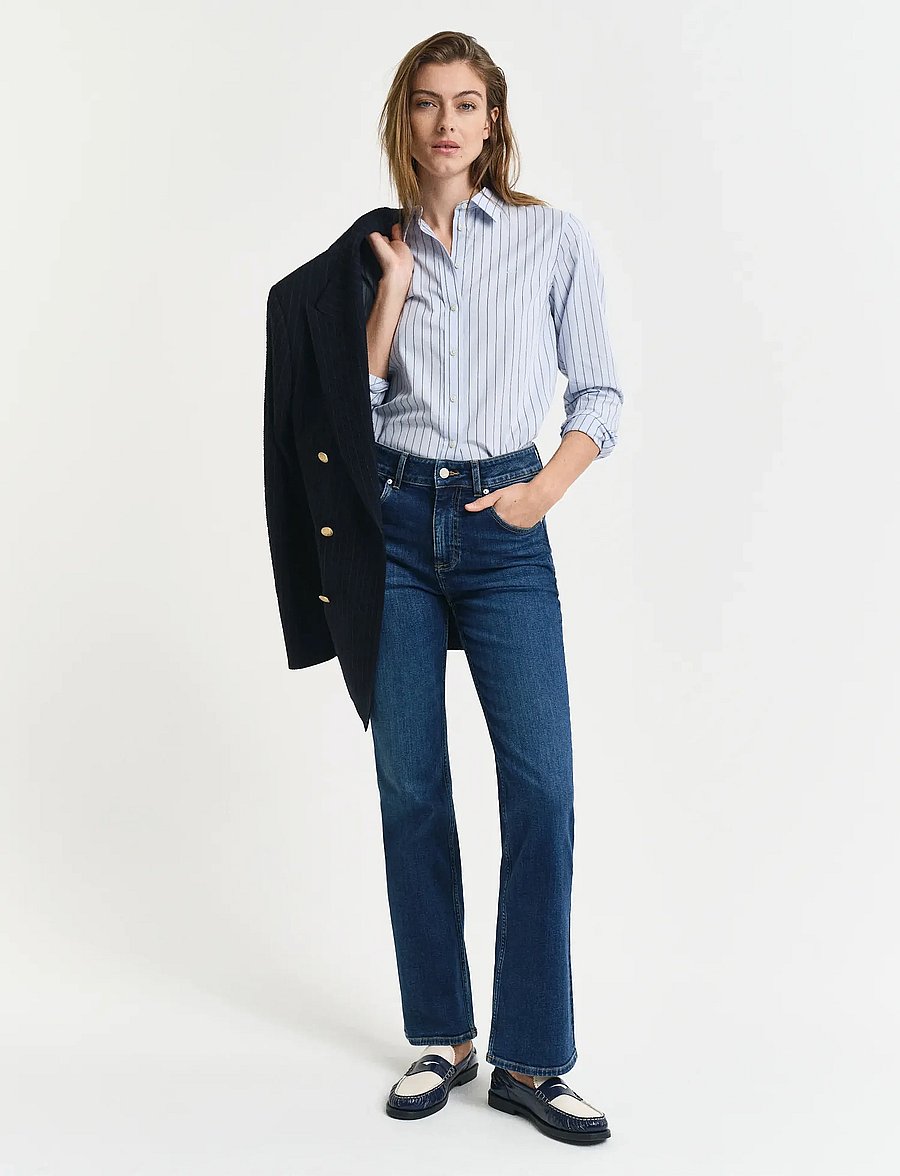 Gant - SLIM FLARE JEANS - schlaghosen - dark blue vintage - 0