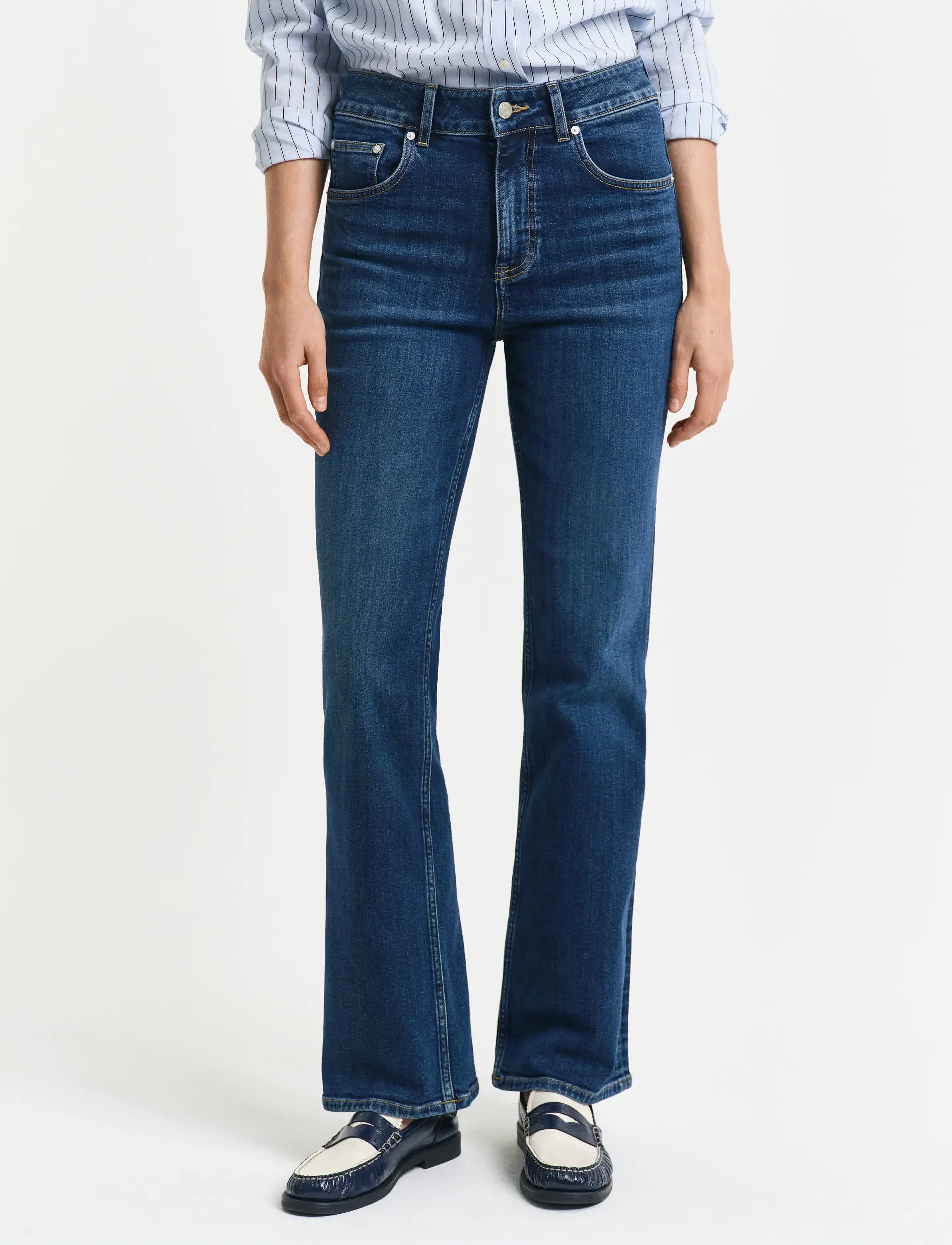 Gant - SLIM FLARE JEANS - alt eriti laia säärega teksad - dark blue vintage - 4