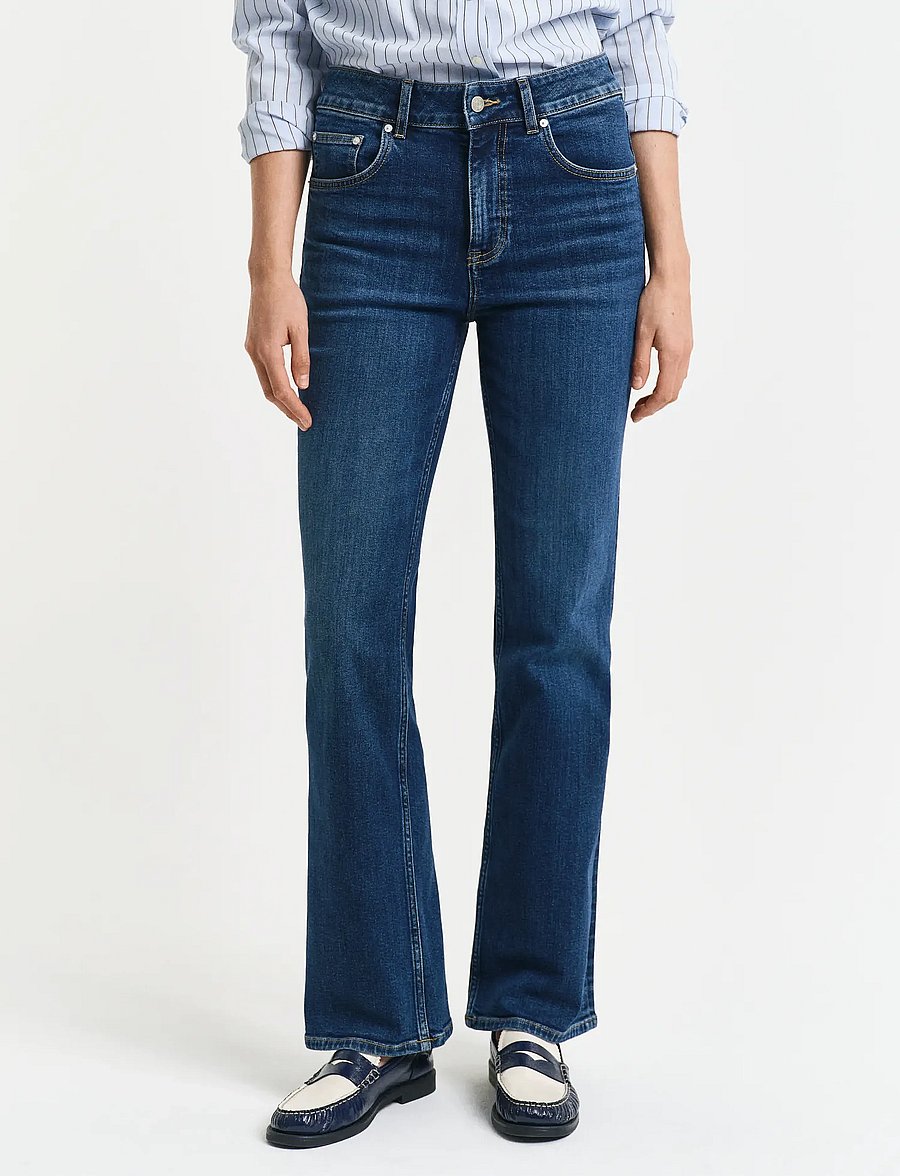 Gant - SLIM FLARE JEANS - schlaghosen - dark blue vintage - 4