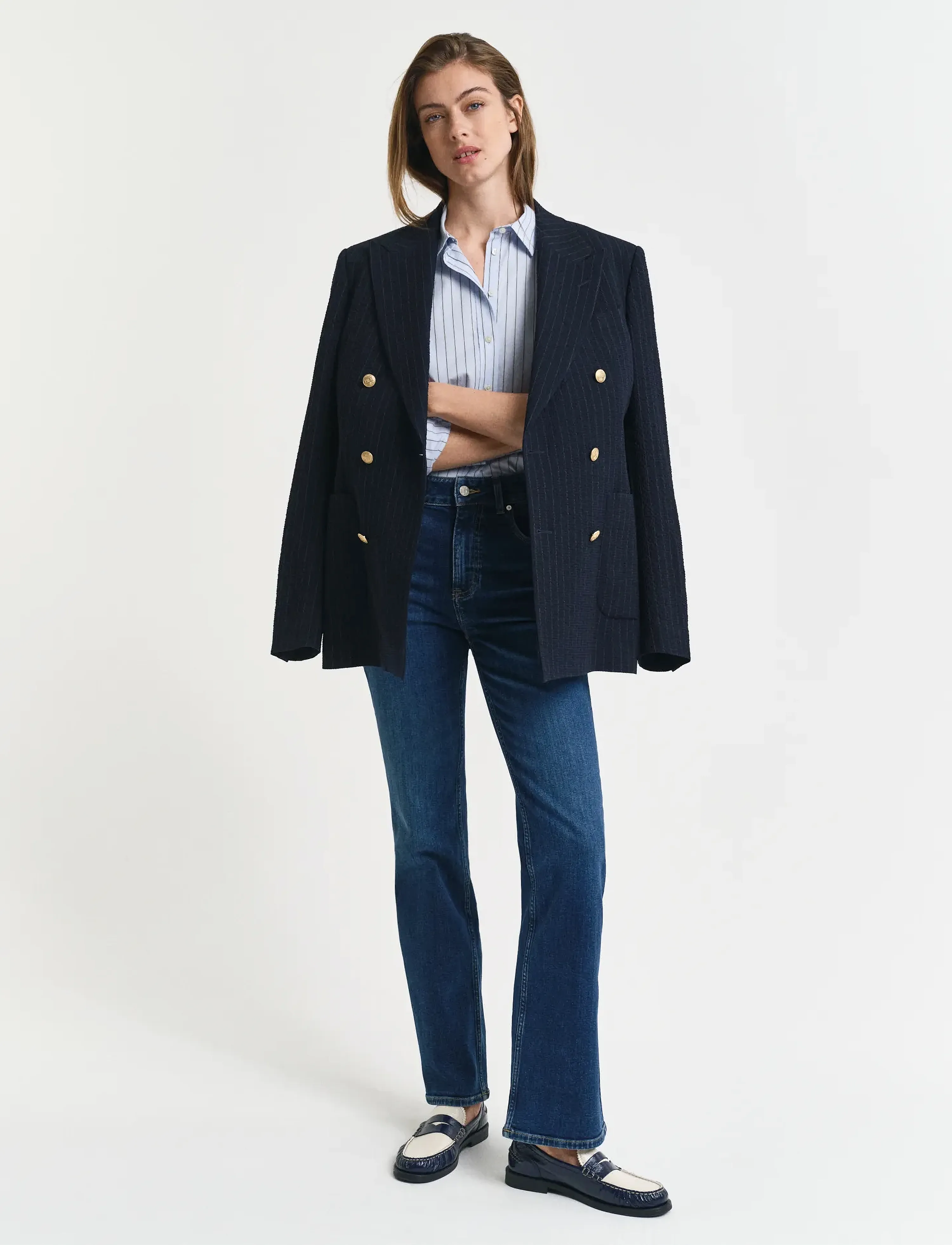 Gant - SLIM FLARE JEANS - alt eriti laia säärega teksad - dark blue vintage - 5