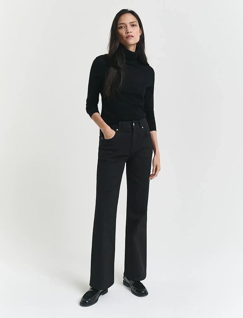 GANT - SLIM FLARE STRETCH JEANS - flared jeans - black - 0