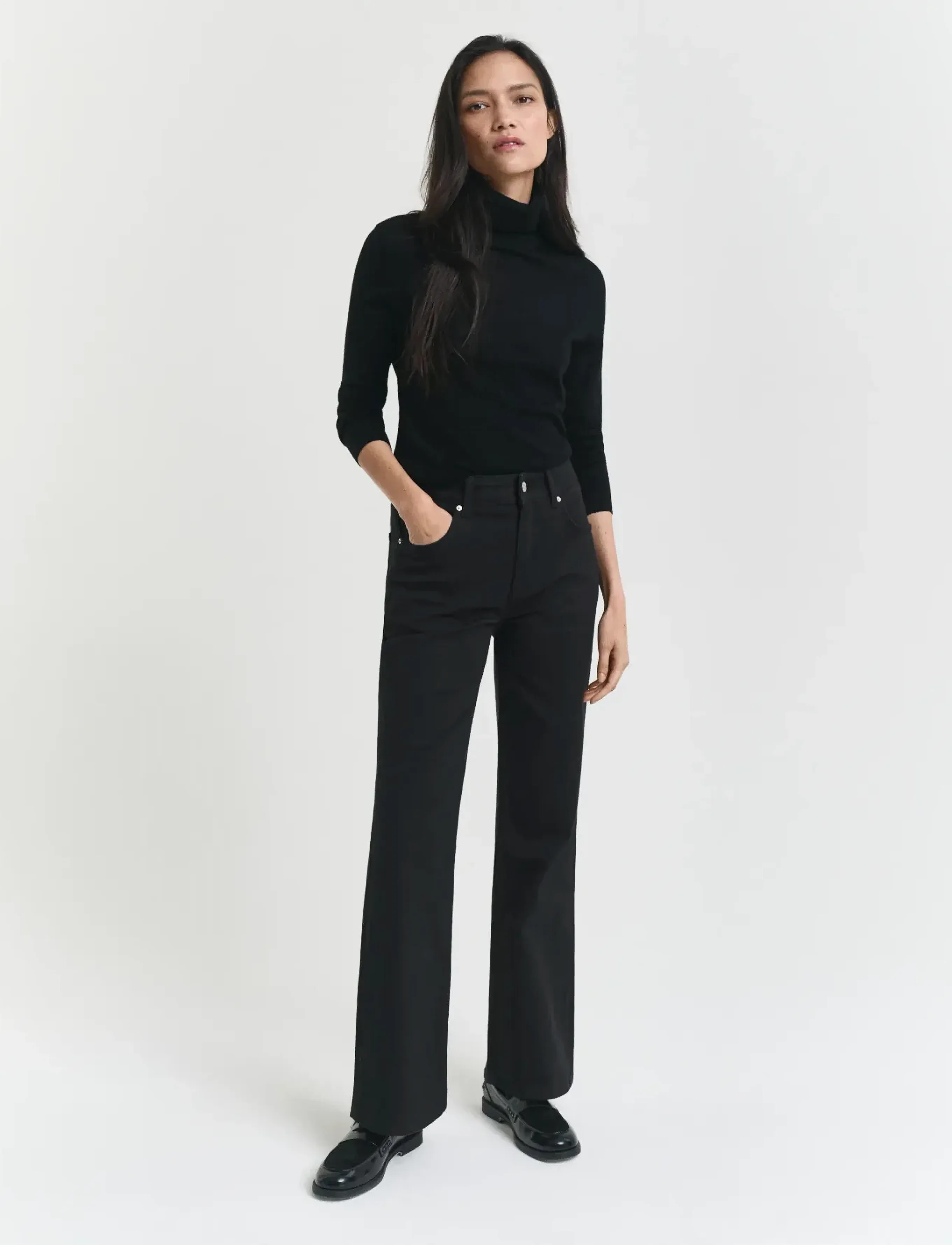 Gant - SLIM FLARE STRETCH JEANS - flared jeans - black - 0